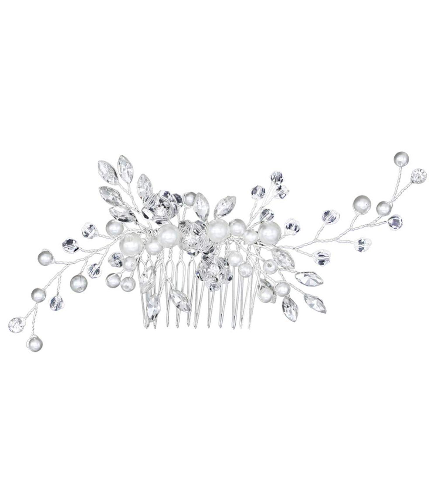 FRCOLOR Wedding Hair Comb Pearl Rhinestone Crystal Bridal Headpiece Hair Clip Barrette Wedding Hair Accessories for Women - Buy Online on GoSupps.com