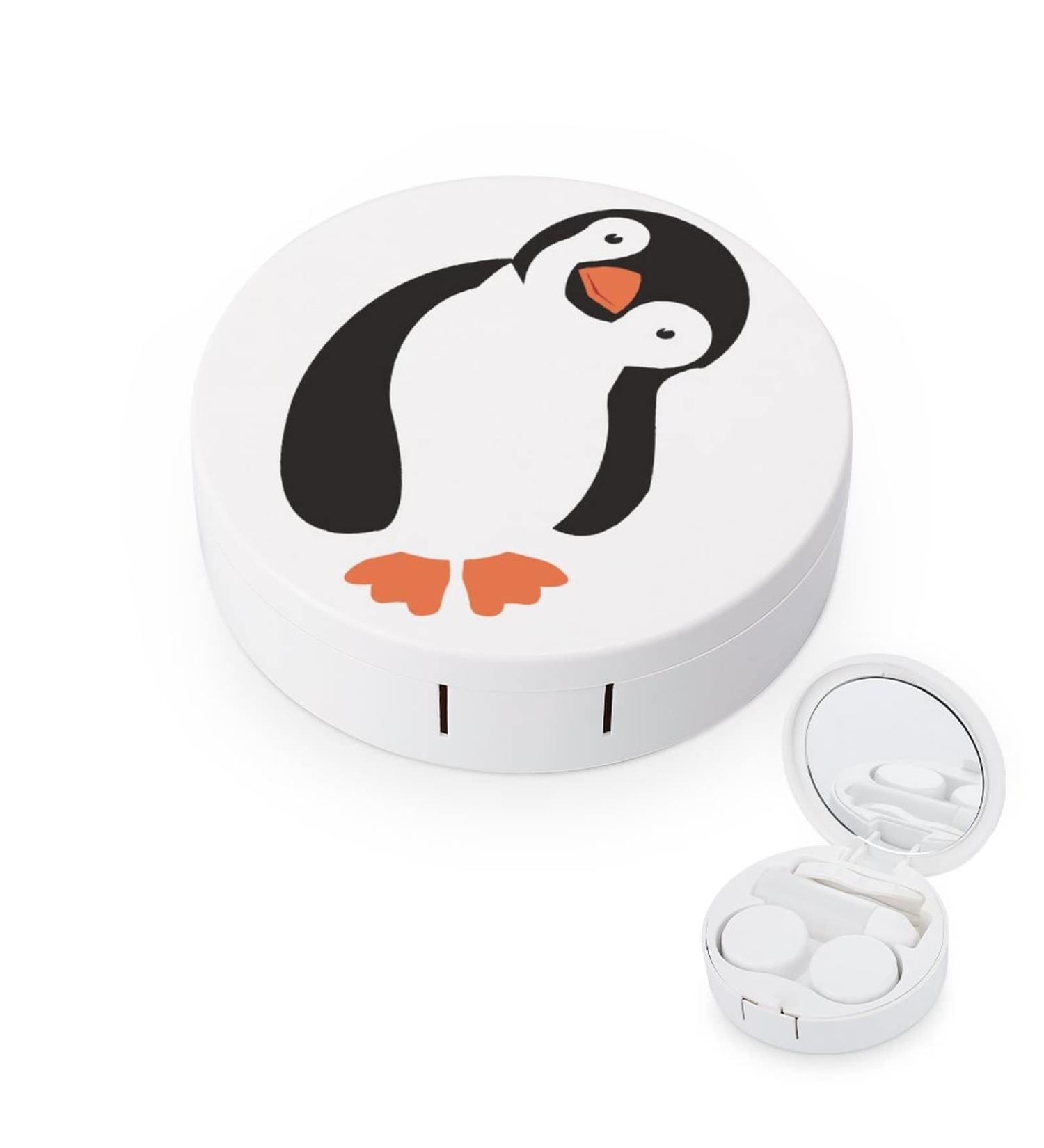 Pinguin Funny Round Contact Lens Kit Case with Mirror - Travel Storage Box - Buy Online on GoSupps.com