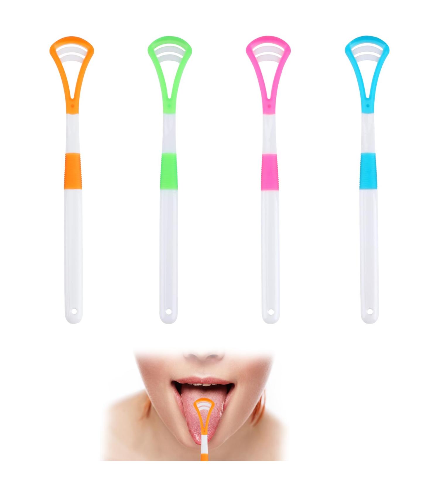 4 Pieces Tongue Cleaners Set for Fresh Breath | BPA-Free Tongue Scrapers for Adults & Kids | Improve Oral Hygiene in 4 Colors - Buy Online on GoSupps.com