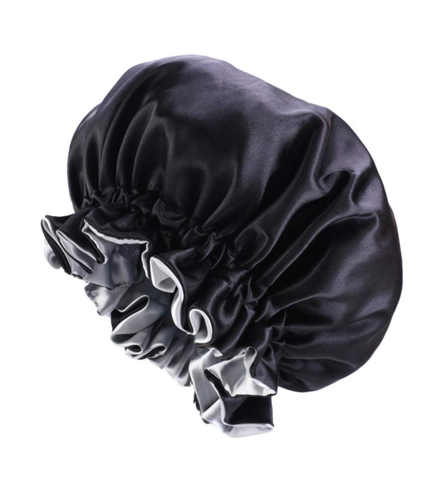 Satin Silky Bonnet Cap for Curly Hair | Double Layered Black Hair Wrap for Women - Buy Online on GoSupps.com