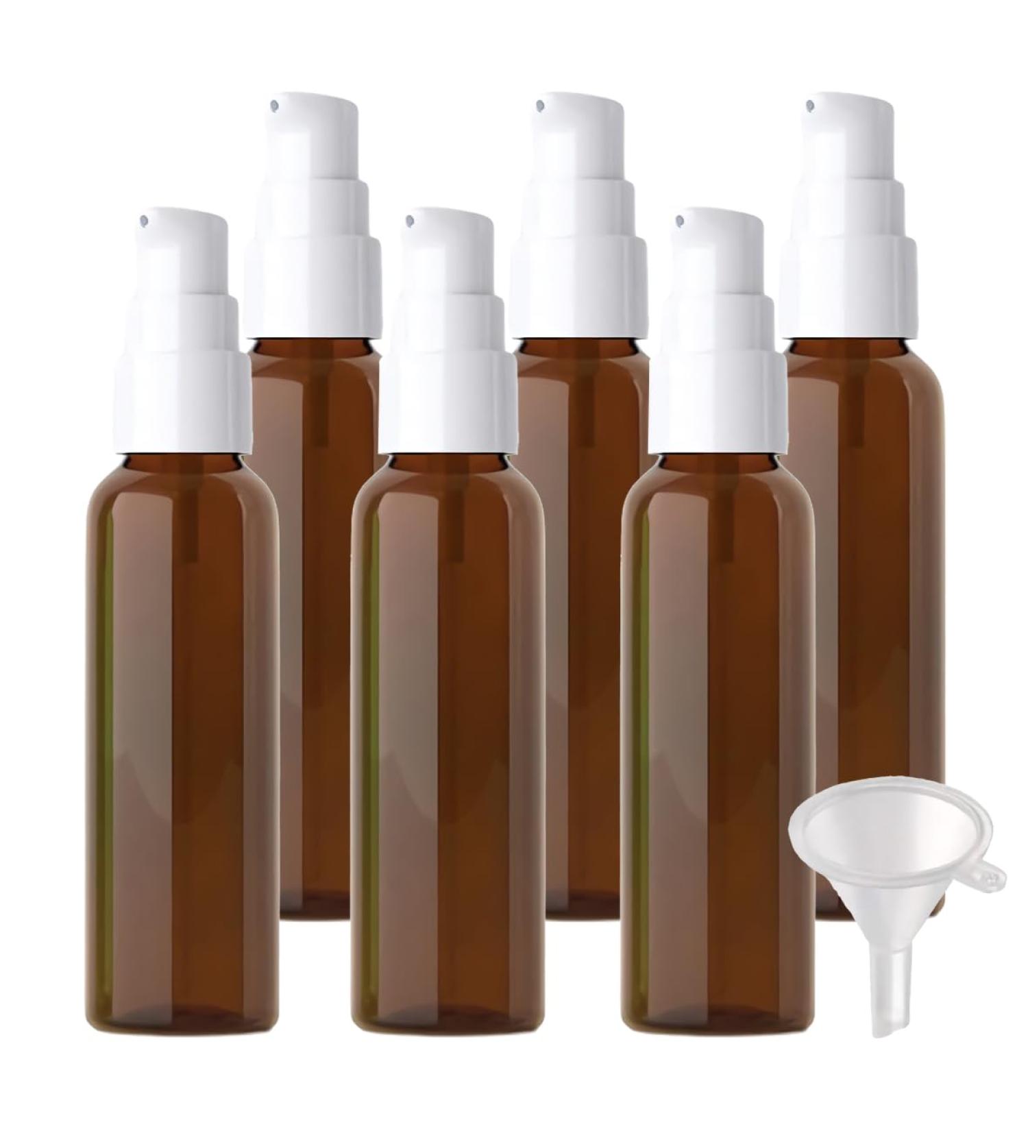 ZEOABSY 6 Pieces 60 ml Brown Lotion Bottles with White Pump 60ml Empty PET Plastic Lotion Pump Bottle Cosmetic Gel Travel Container for Cosmetic Make up Cleaning + 1 x Funnel Brown 60ml - Buy Online on GoSupps.com
