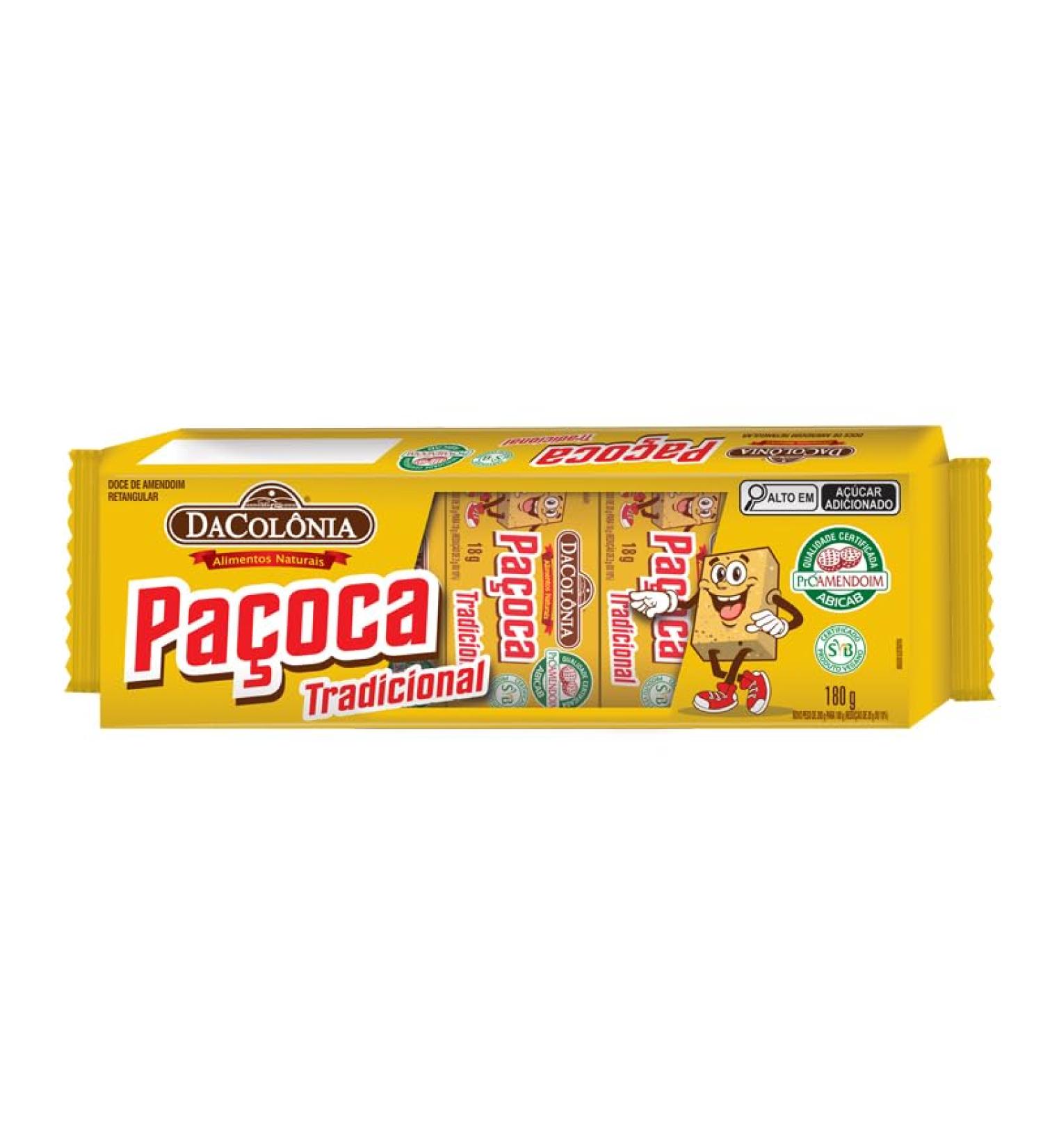 Thin peanut bar, plastic can 200g - Paçoca Retangular Tradicional DACOLONIA 200g
