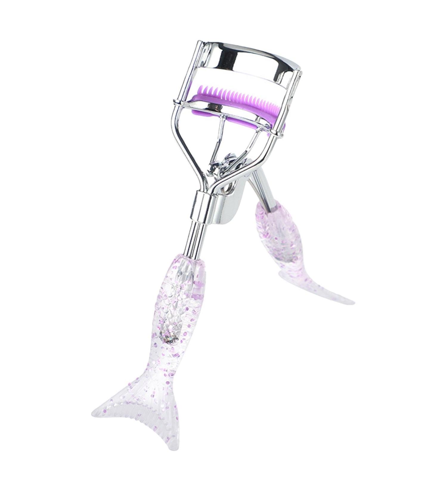 Fellflying Eyelash Curlers for Girls - Small Eyelash Curler in Fish Tail Shape Portable Ergonomic Beautiful Eyelash Tools Makeup Supplies for Girls Women Females A4 Chrome Plated With Purple Comb Purple Mermaid - Buy Online on GoSupps.com