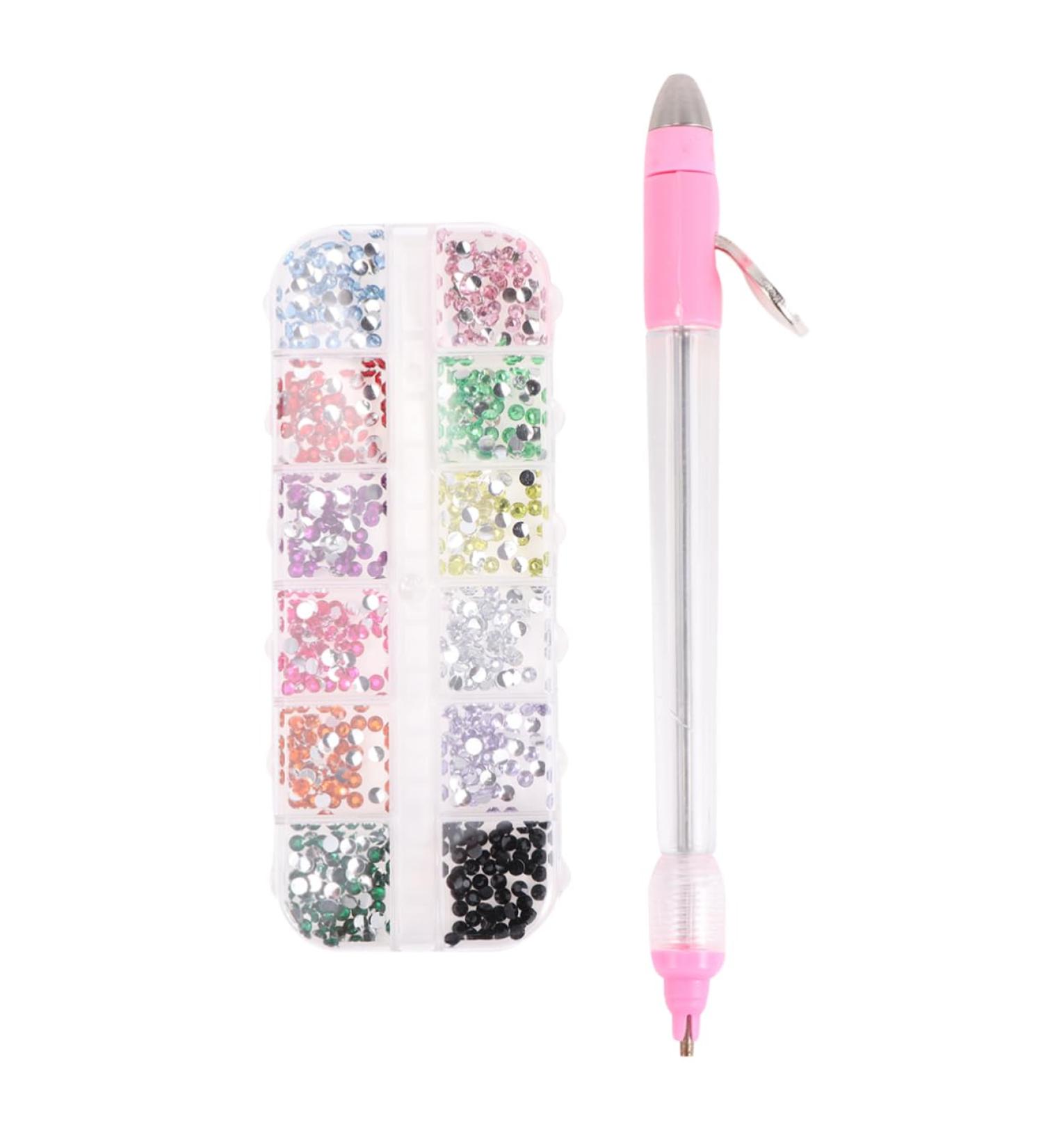 FRCOLOR 1 Set of Gemstones for Nails Nail Rhinestones Rhinestones for Nails Nail Decoration Nail Art Tools Nail Rhinestone Kit Bagged Set Pointed Drill Nail Pen 3D Jewel pink 16x1cm - Buy Online on GoSupps.com