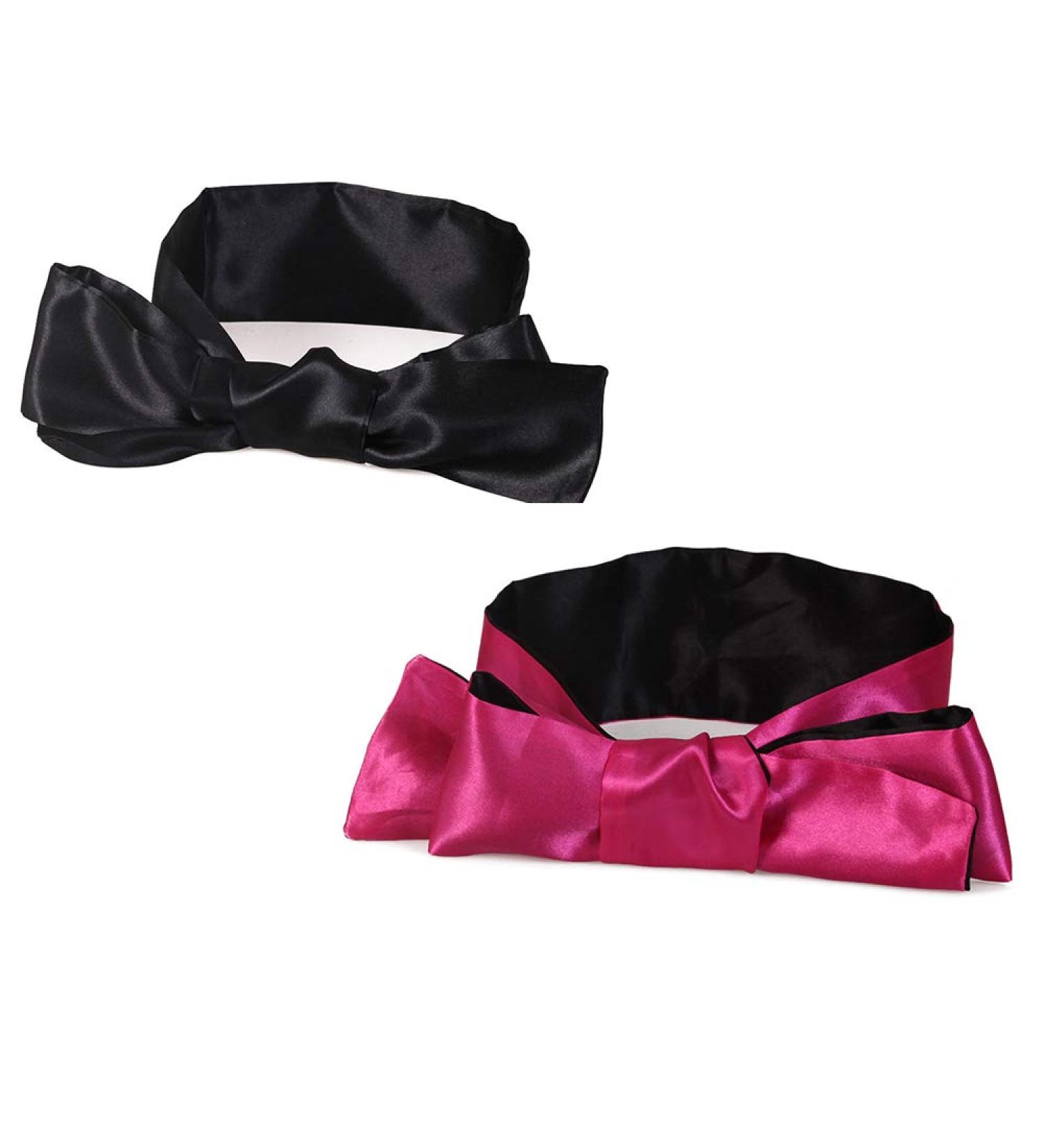 Satin Sleeping Eye Mask 2 Pack - Soft Silk Blindfold for Sleeping Games (Black Red and Black) - Buy Online on GoSupps.com