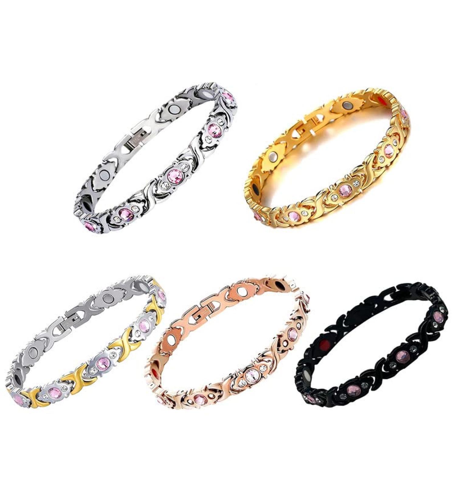 Topassion Removable Magnetic Hardship Tape - Titanium Steel Therapy Bracelet for Arthritis Pain Relief Weight Loss & Anti-Fatigue - Unisex Yellow - Buy Online on GoSupps.com