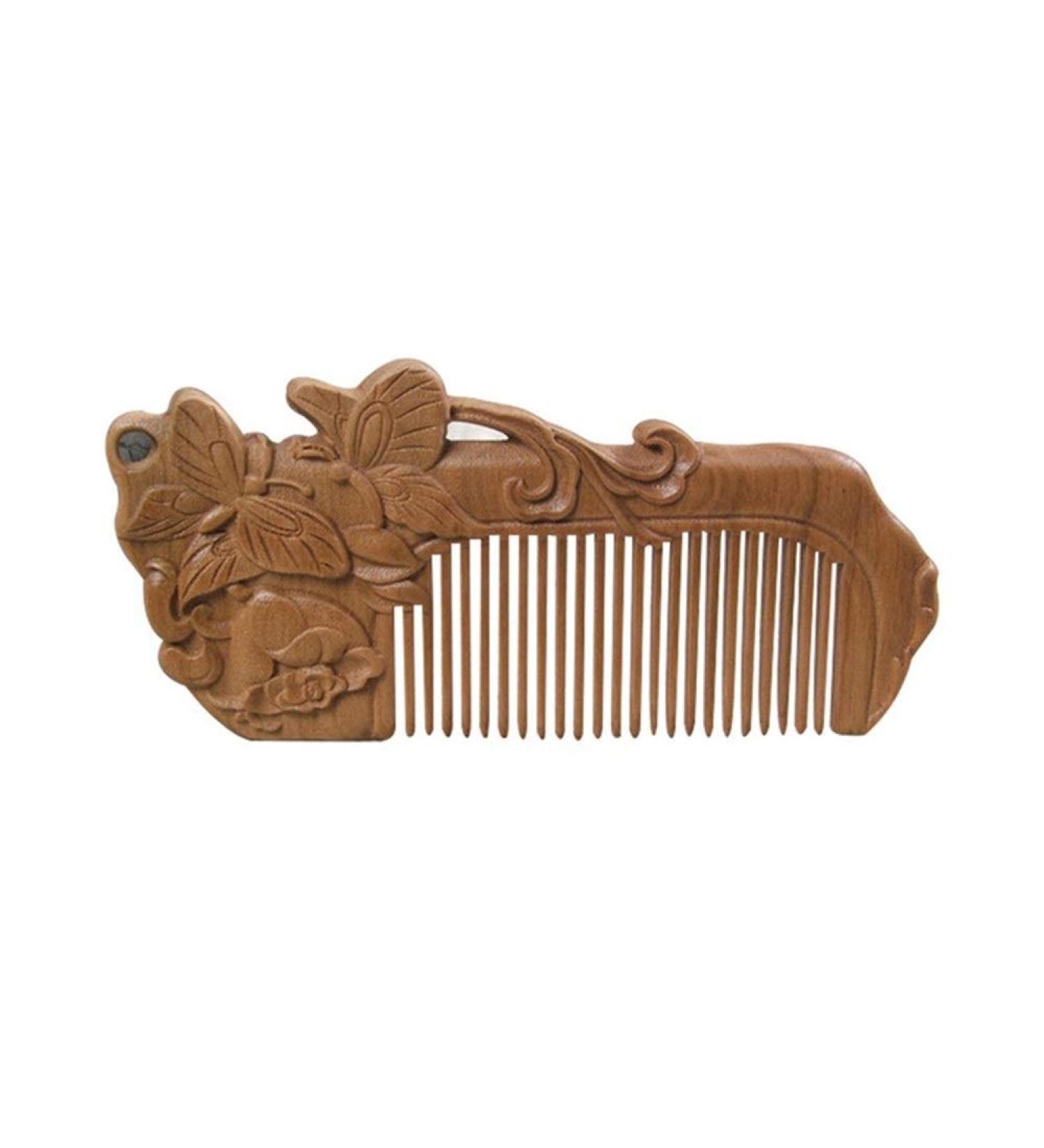 Comb Household Jewelry Hairdressing Retro Engraving Travel Care Portable Comb Natural wooden comb (Color : 2) - Buy Online on GoSupps.com