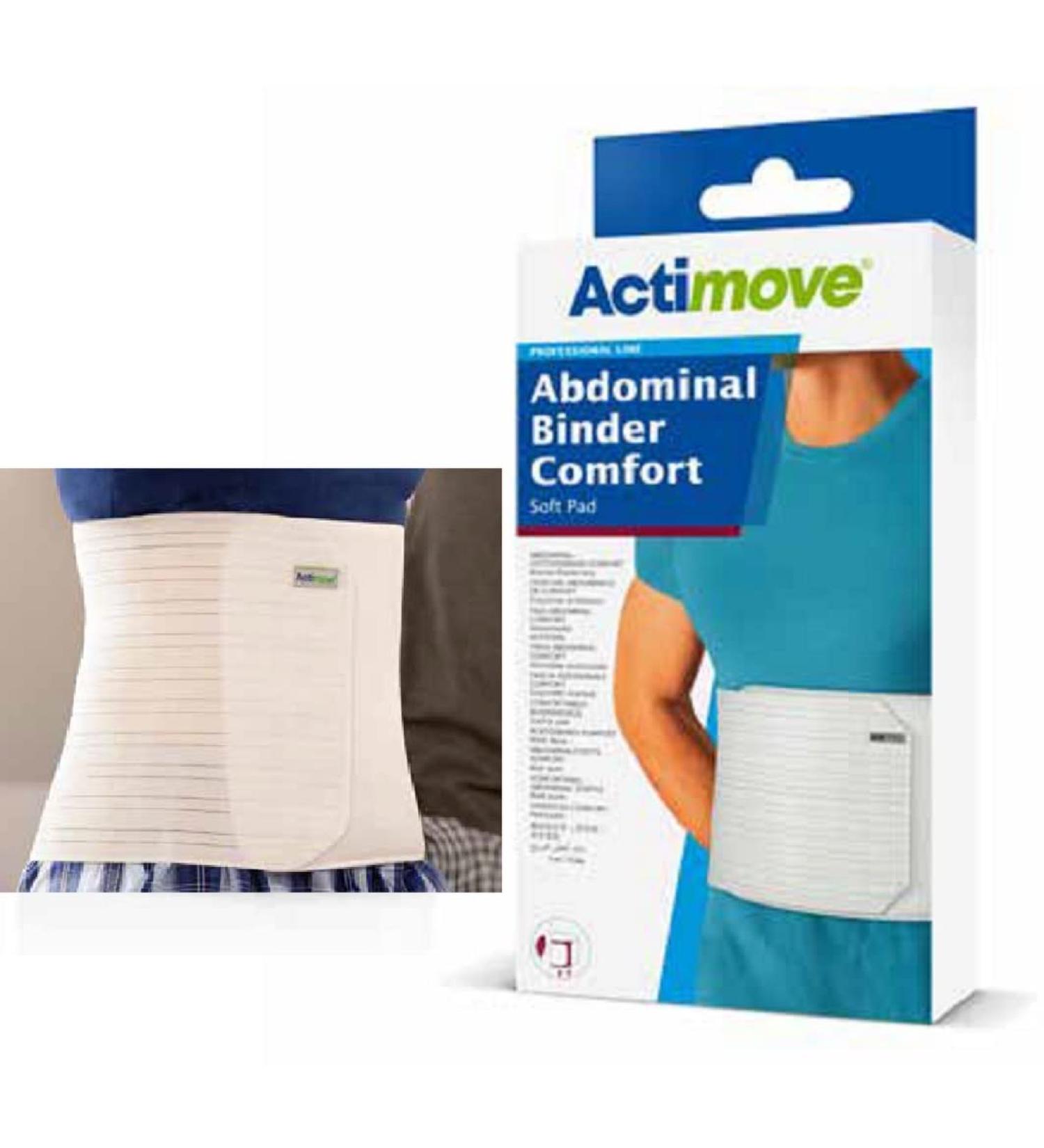 Actimove Abdominal Binder Comfort with Soft Pad 12" for Longer Torso Small