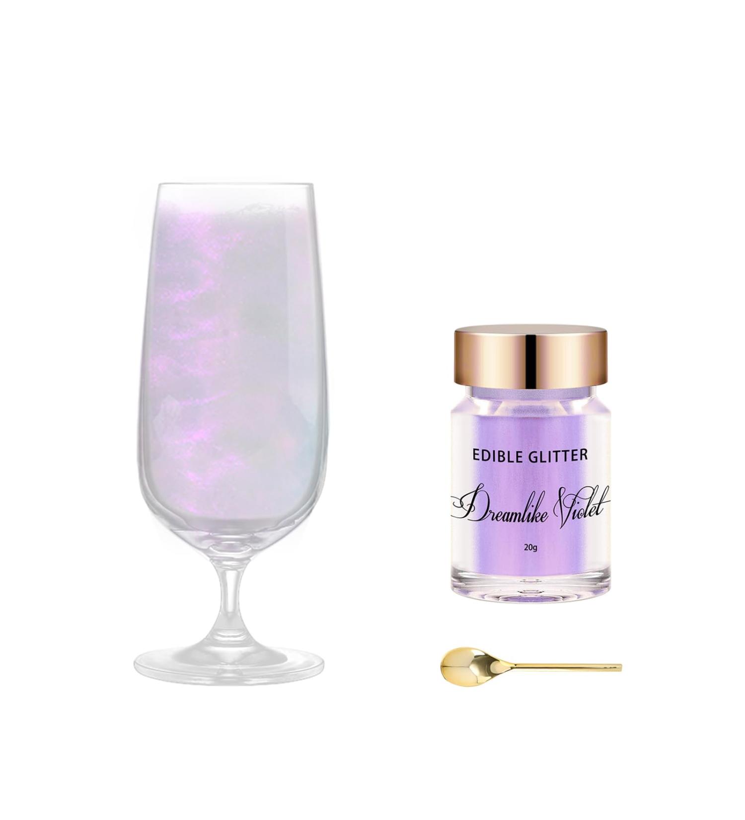 Edible Glitter Shimmer for Drinks -20g Edible Iridescent Rainbow Food Coloring Edible Metallic Powder Luster Dust for Cocktails Champagne Beverages DIY Cake - Violet - Buy Online on GoSupps.com