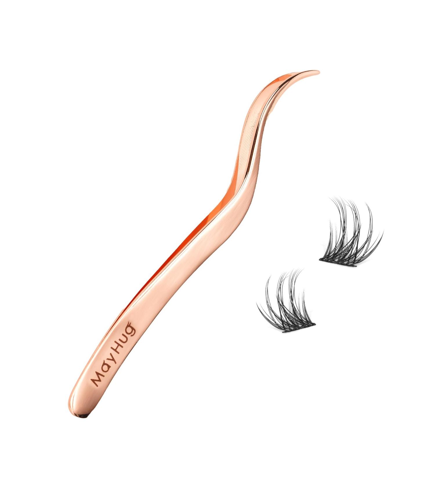 Curved Eyelash Applicator Tool - Stainless Steel DIY Cluster Lash Tweezers for Eyelash Extensions | Mayhug - Buy Online on GoSupps.com