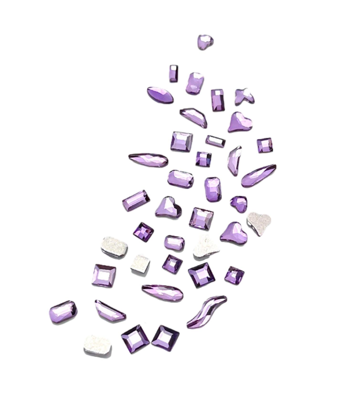 FEIlei 100Pcs Mixed Glass Crystal Hybrid Diamond Rhinestones Nail Art Decorations Drop Rhombus Flatback Stones 3D Gems - Buy Online on GoSupps.com