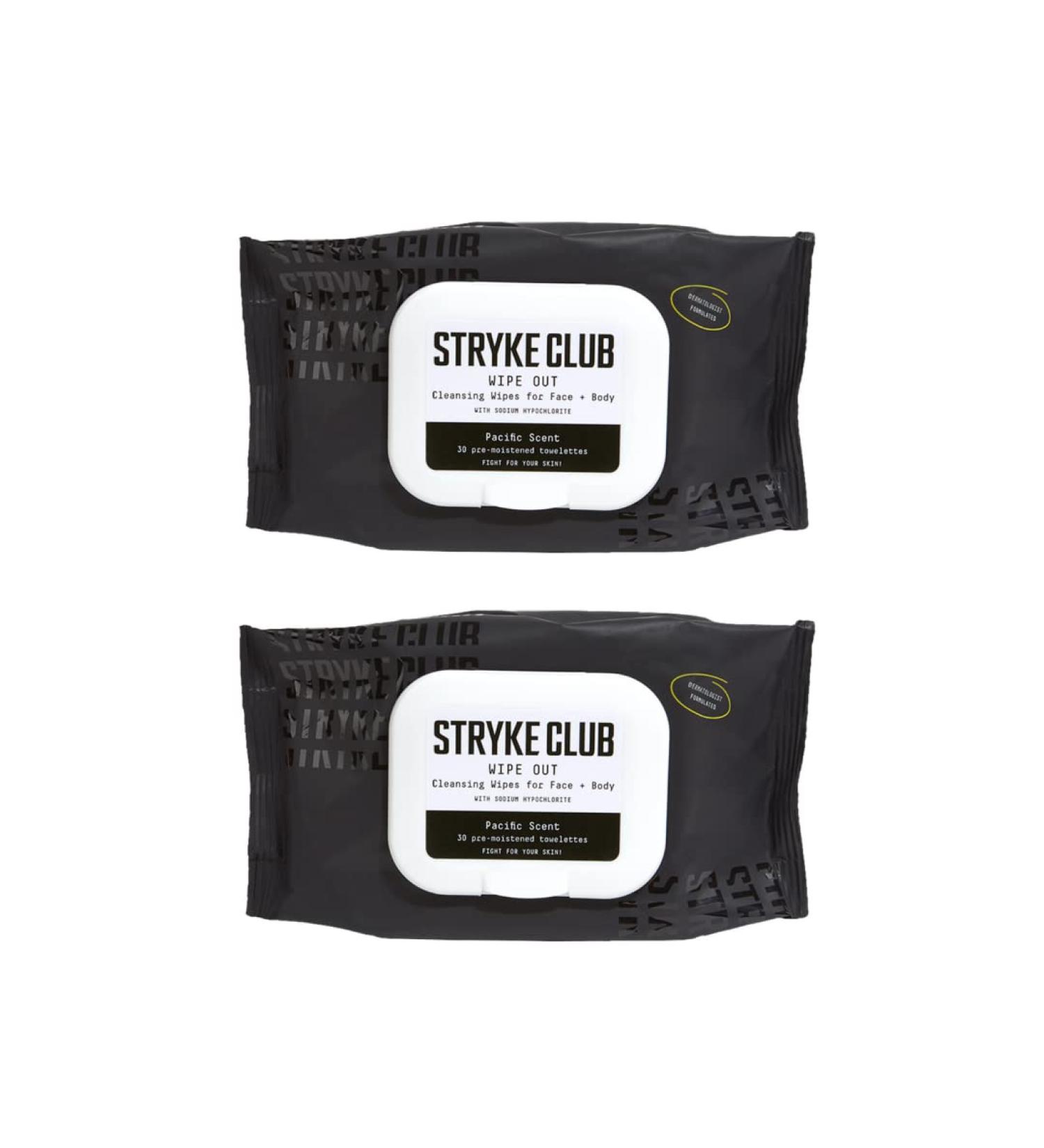 Stryke Club Biodegradable Face Cleansing Wipes for Teens - Fight Breakouts, Dermatologist Formulated, 60 Facial Wipes - Pack of 2 - Buy Online on GoSupps.com