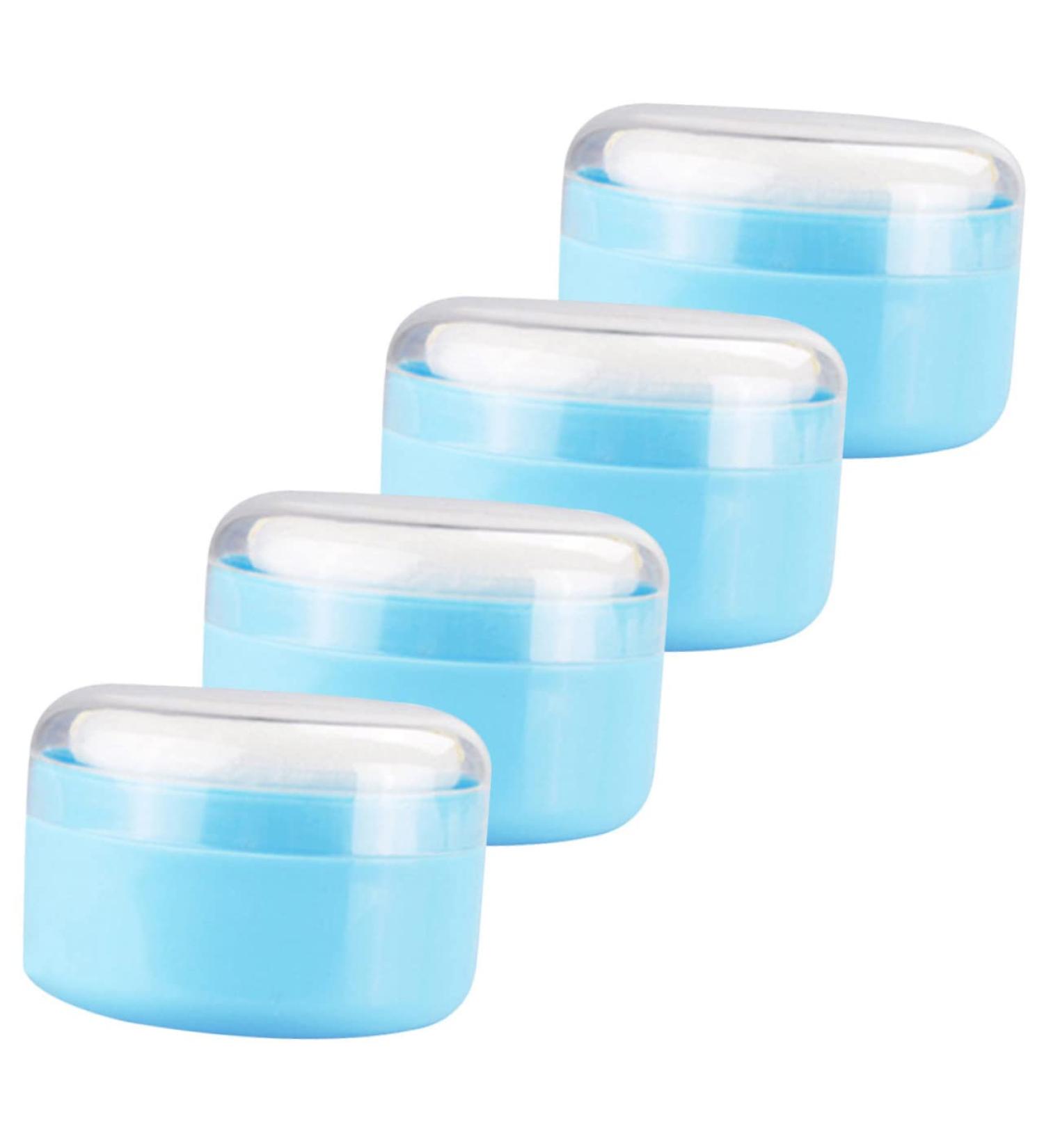 TOYANDONA 4pcs Body Powder Puff Box Travel Container | Baby Makeup Powder Puff Cushion | Charming Blue Plastic 8x8x6cm - Buy Online on GoSupps.com