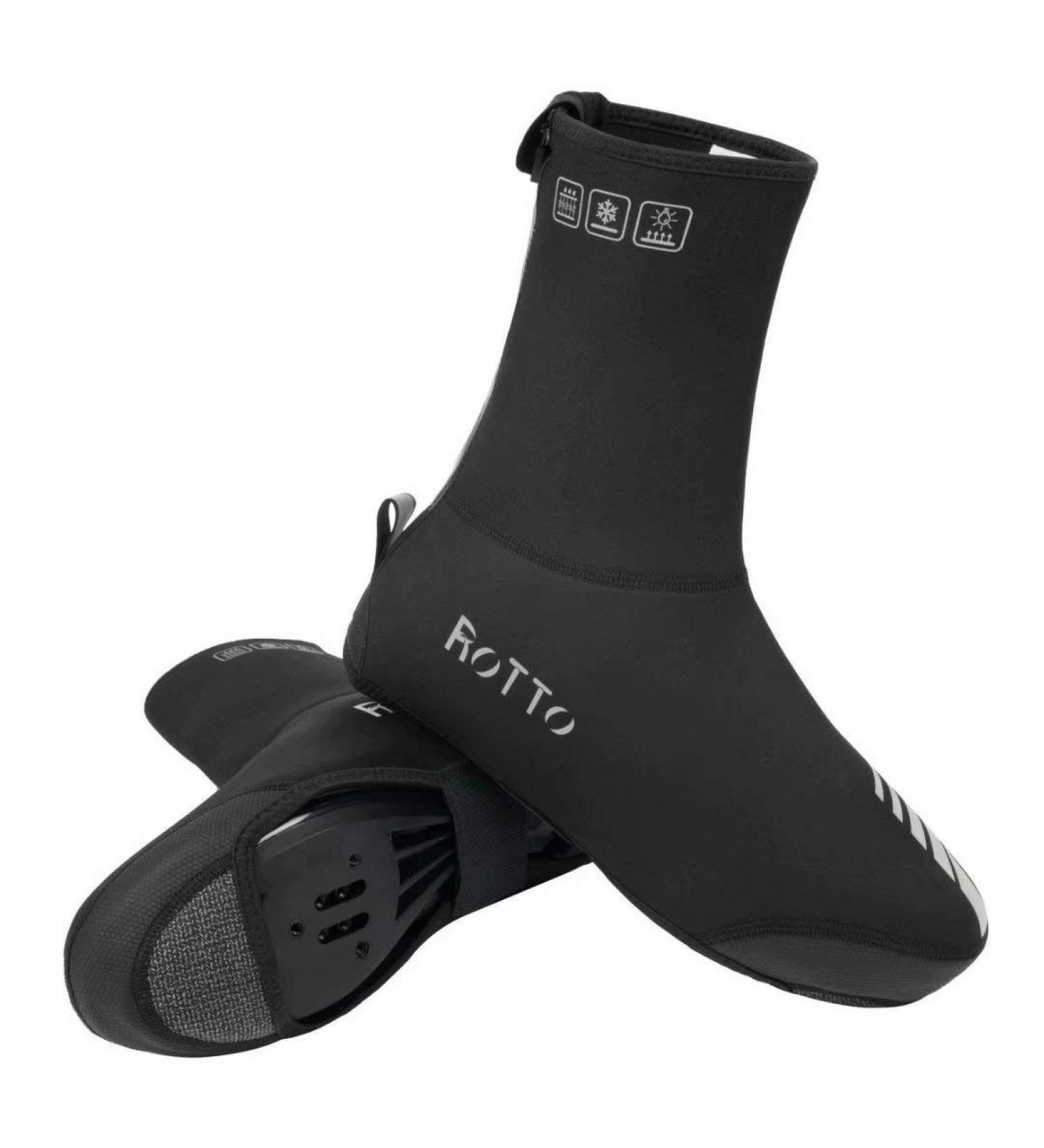 ROTTO Overshoes - Waterproof Bicycle Shoe Covers for Unisex Winter Cold Protection | MTB & Road Bike - Medium Black - Buy Online on GoSupps.com