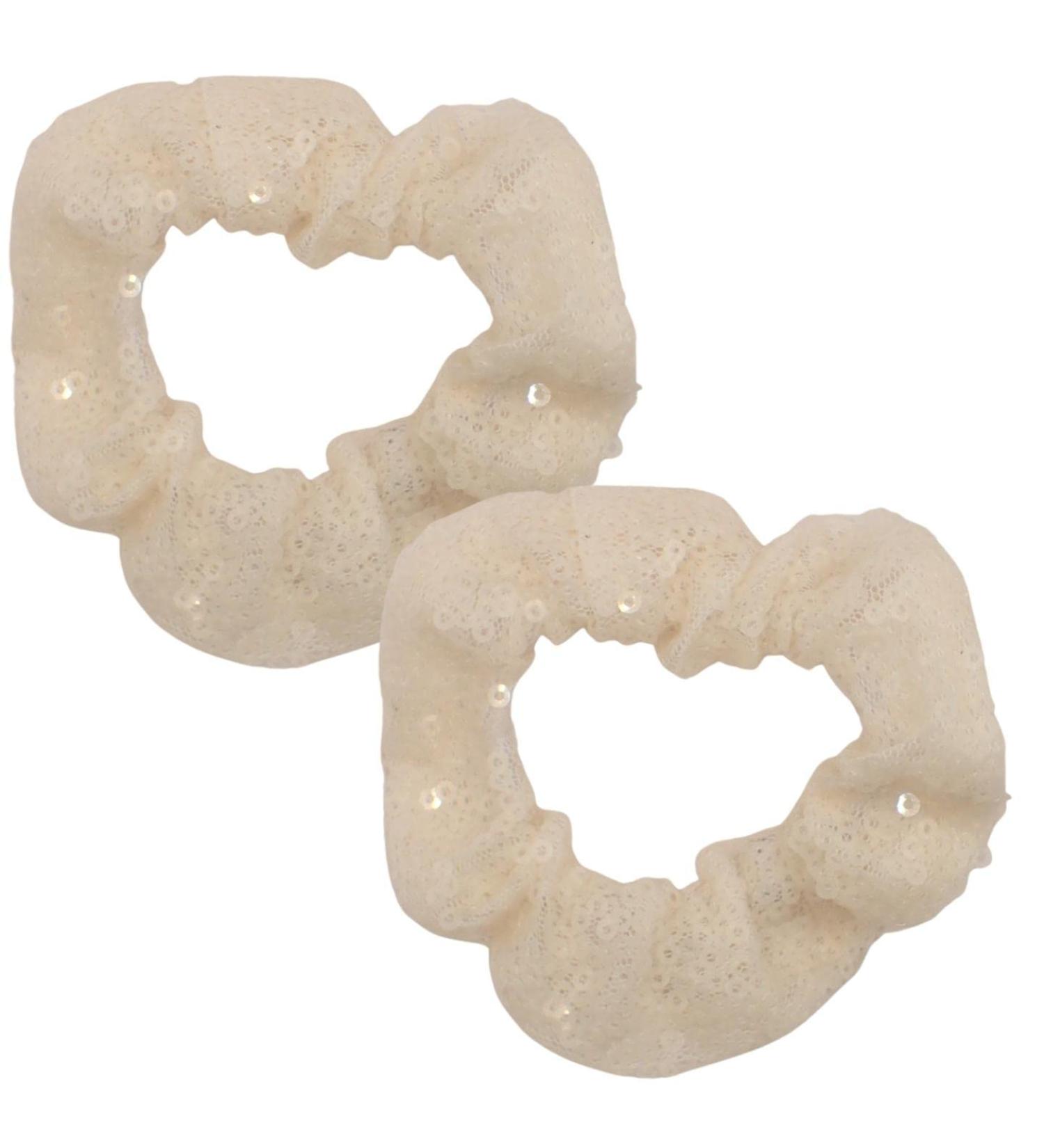 Topkids Accessories Sparkly Sequin Scrunchies Set of 2 Scrunchie for Girls Hair Hair Tinsel Alternative Sequins Bobble for Christmas Hair Sequins for Girls & Women Bobbles Xmas Hairstyle (Cream) - Buy Online on GoSupps.com