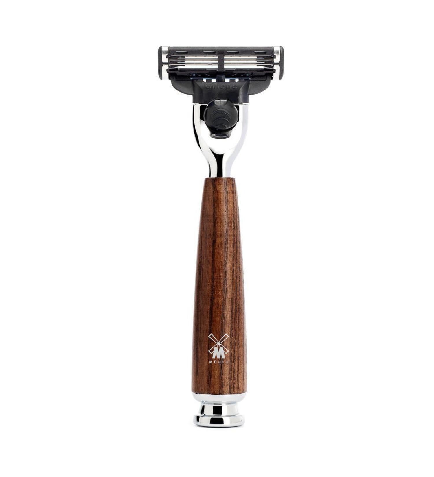 M HLE wet razor - Rytmo series - compatible with Gillette blades - dark ash brown 1 piece (1 pack)