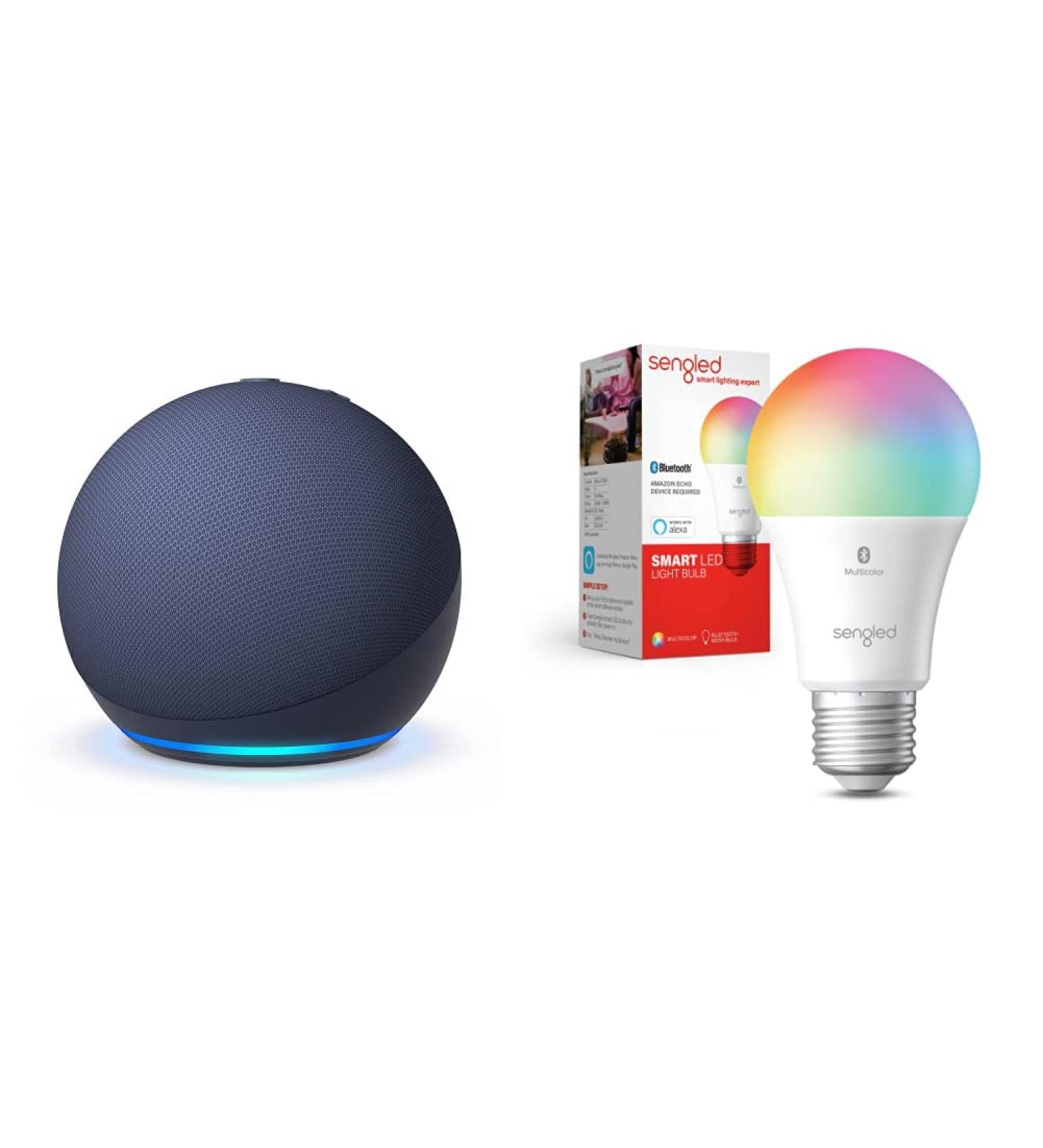Echo Dot (5th Gen) | Deep Sea Blue with Sengled Bluetooth Color bulb | Alexa smart home starter kit - Buy Online on GoSupps.com