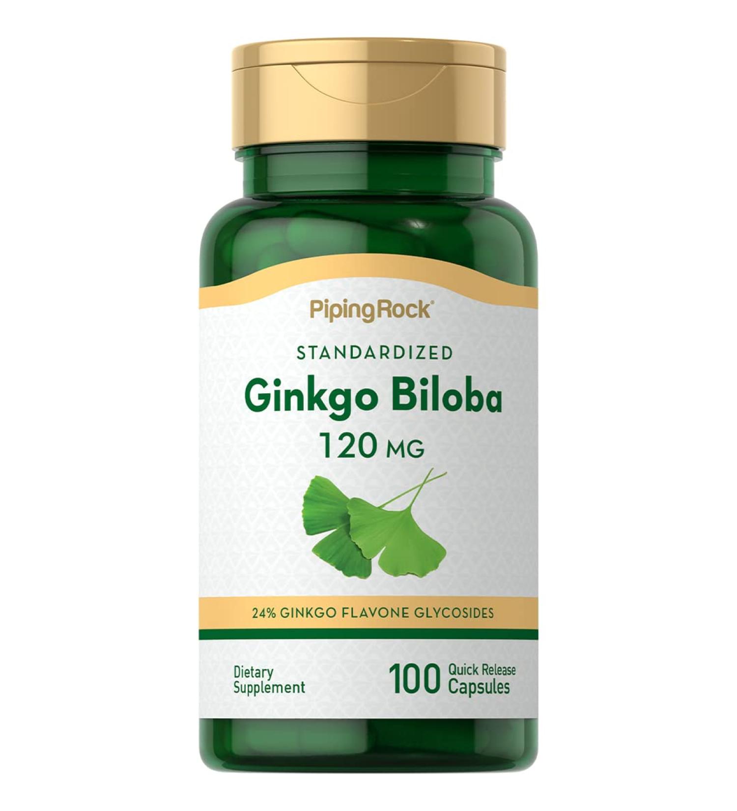 Piping Rock Ginkgo Biloba Supplements 120mg | 100 Capsules | Standardized Extract | Non-GMO Gluten Free - Buy Online on GoSupps.com