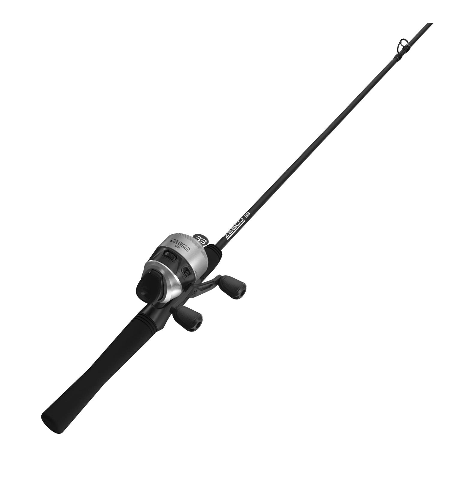 Zebco 33 Spincast Reel & Fishing Rod Combo | 6ft, Quickset Anti-Reverse, Bite Alert | Comfortable EVA Handle | SilverBlack - Buy Online on GoSupps.com
