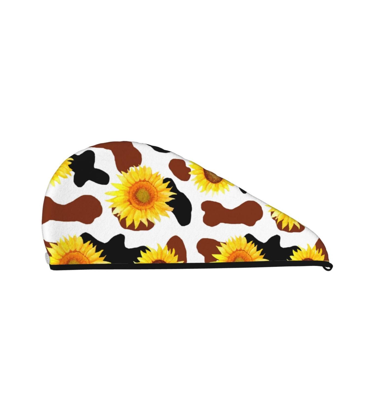 Sunflower Cow Microfiber Hair Towel - Soft Super Absorbent Wrap for Women | Quick Dry Coral Velvet Hair Cap for Long Curly & Thick Hair - Buy Online on GoSupps.com