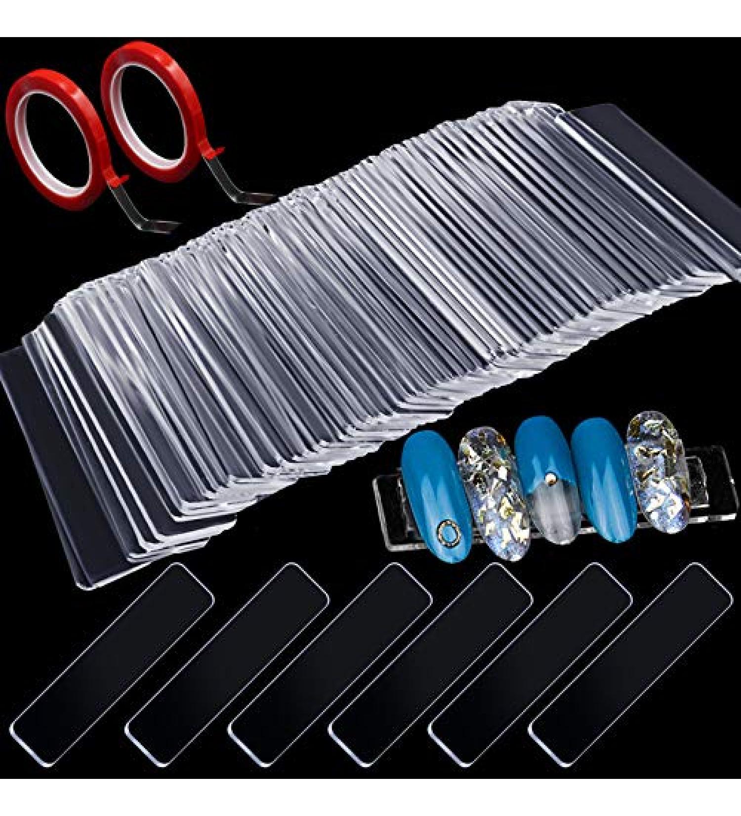 100PCS Transparent Nail Art Display Stand with Double-Sided Tape - Perfect for Acrylic Nail Tips Practice - Salon and Home Nail Accessory - Buy Online on GoSupps.com