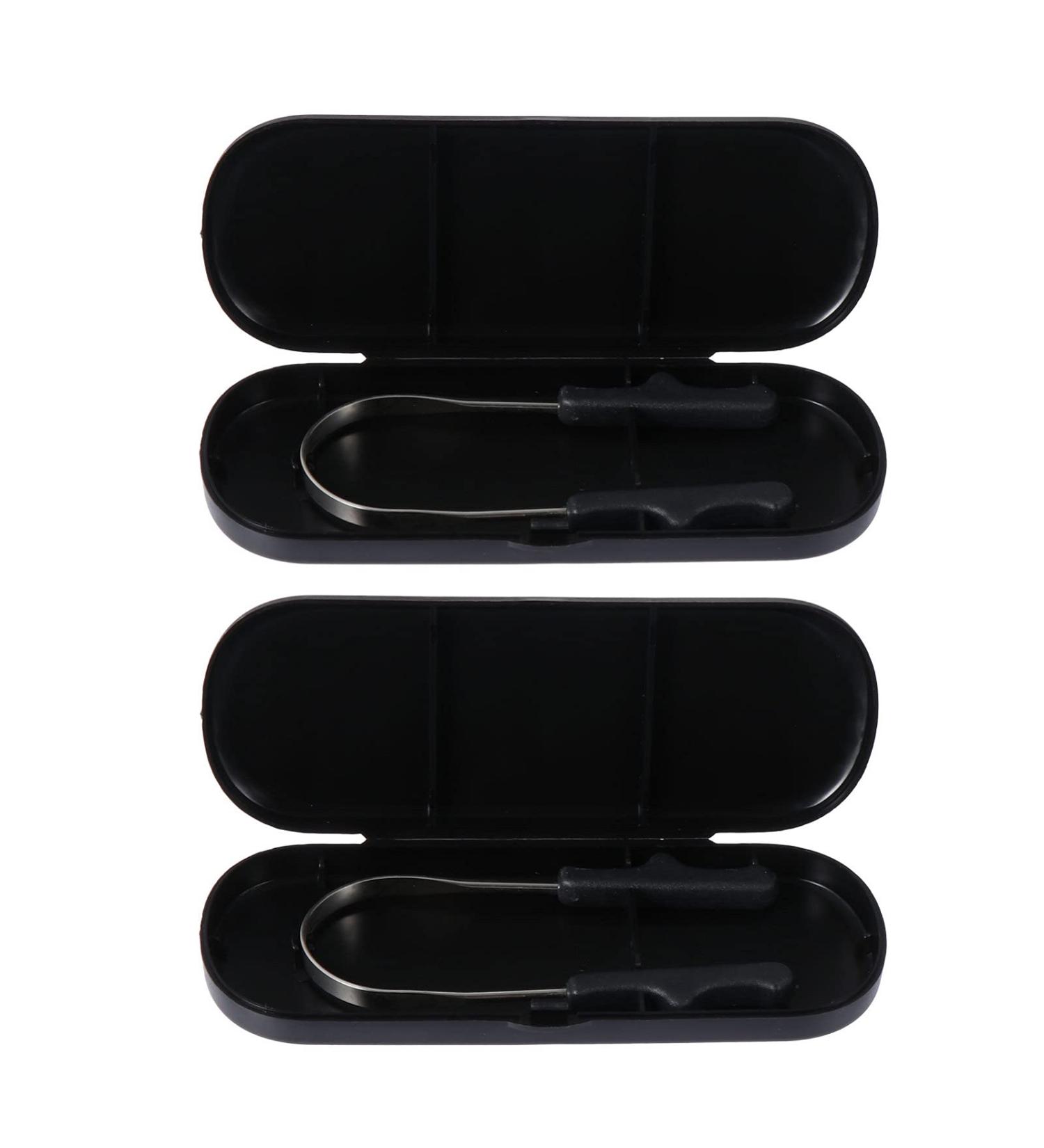 Healifty Stainless Steel Tongue Scraper Set - Medical Grade Tongue Cleaner with Storage Case for Men, Women, Kids - Reusable and Hygienic (Black) - Buy Online on GoSupps.com