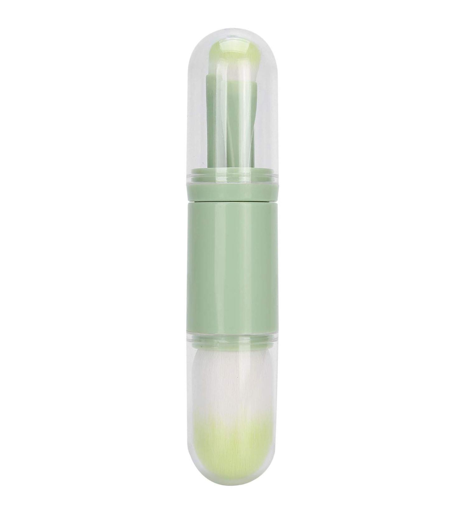 Travel Makeup Brush Set - 4 in 1 Portable Retractable Brushes for Foundation & Nail Art - Green - Buy Online on GoSupps.com