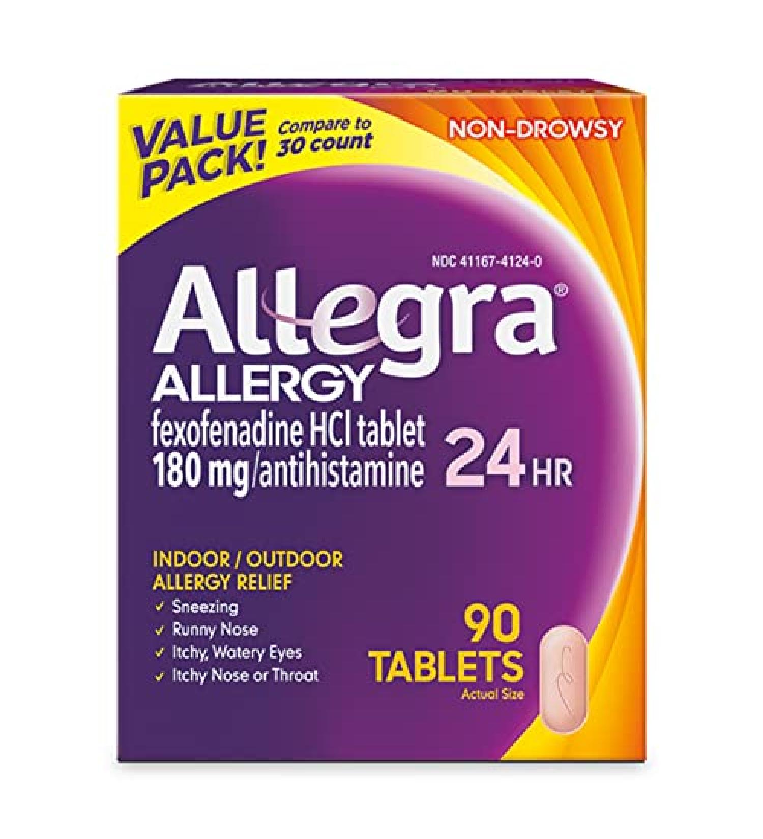 Allegra Adult 24 Hour Allergy Tablets 180Mg 90 Tablets 6lhSw