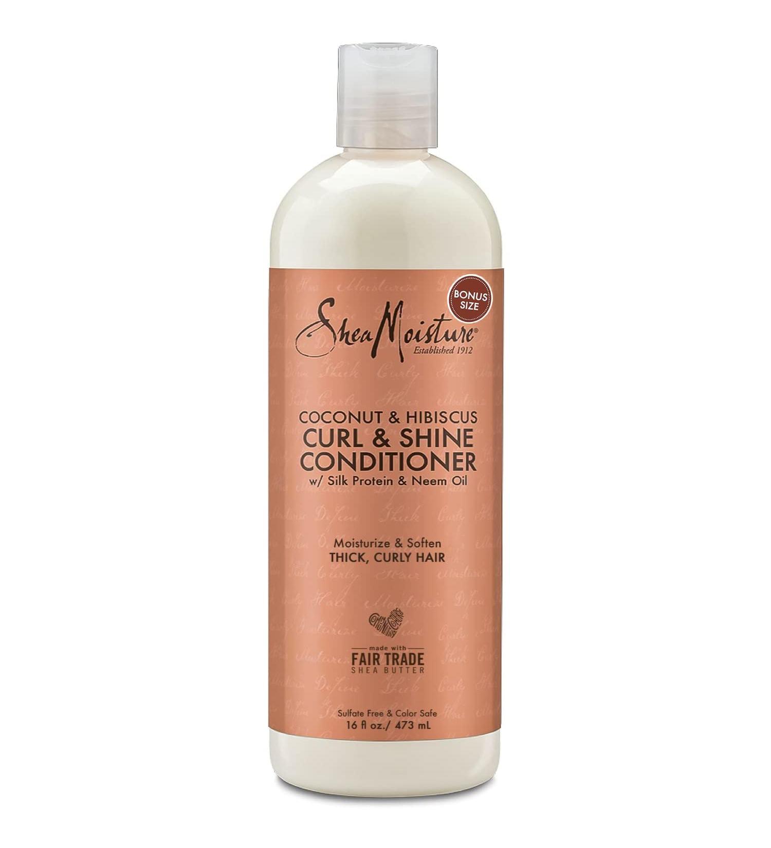 Shea Moisture Curl & Shine Conditioner - Coconut & Hibiscus Frizz Control 16 Fl Oz - Best Curly Hair Product for Healthy Curls - Buy Online on GoSupps.com