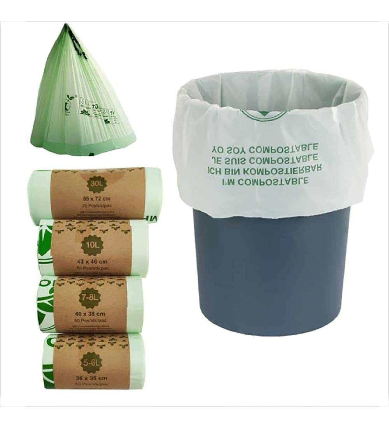 Bio-Degradable Garbage Bag Liners PLA Corn Starch Garbage Bag Kitchen Household Compostable Eco-Friendly Plant-Based Recycled Trash Bags 6l (14 Silk*36*35cm) - Buy Online on GoSupps.com