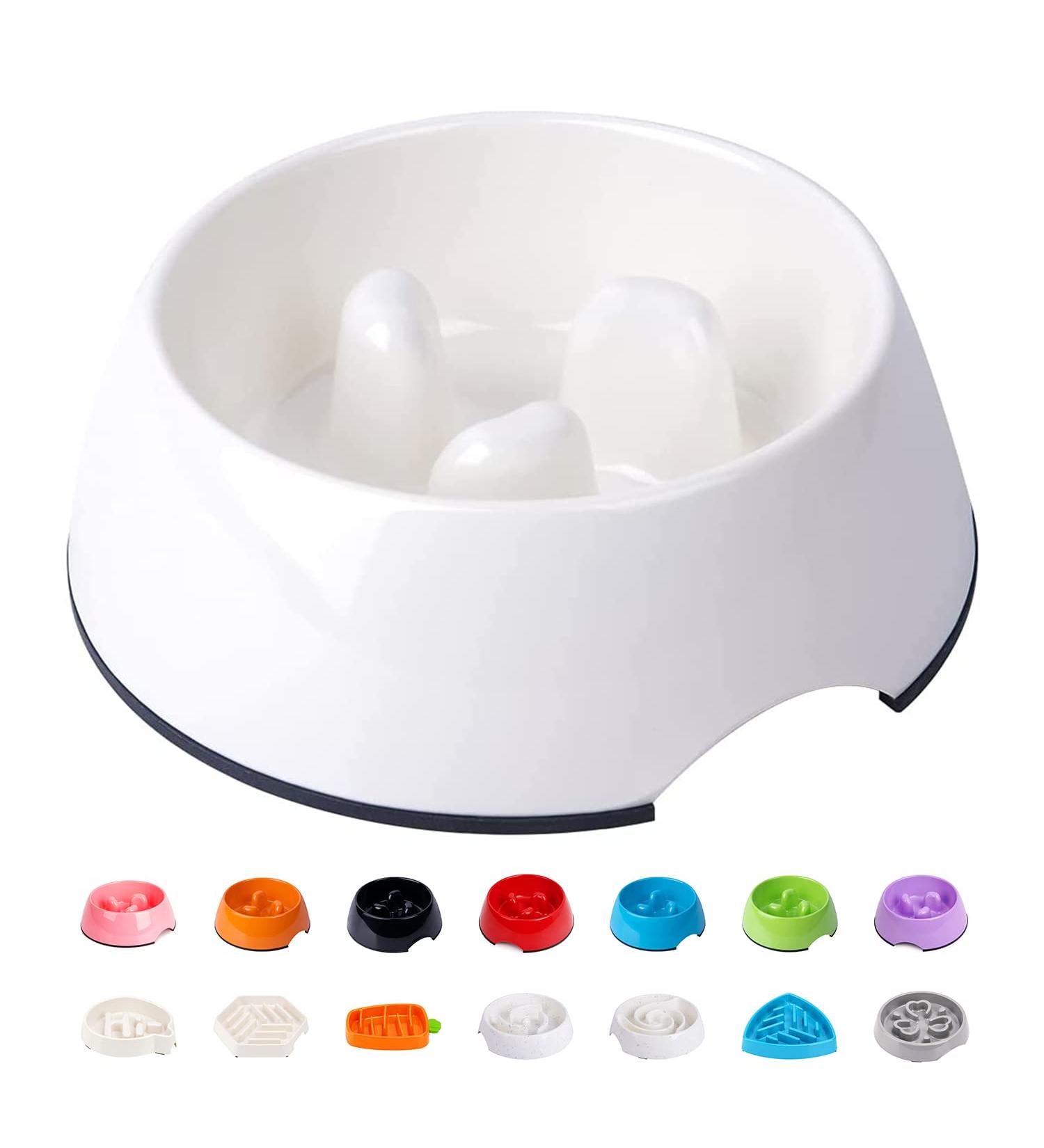 Super Design Slow Feeder Pet Bowl - Anti-Gulping Habit Maker for Dogs and Cats - Non-Slip, Ideal for Dry Wet Raw Food - Small to Large Breeds - Round Cream White Cup - Buy Online on GoSupps.com