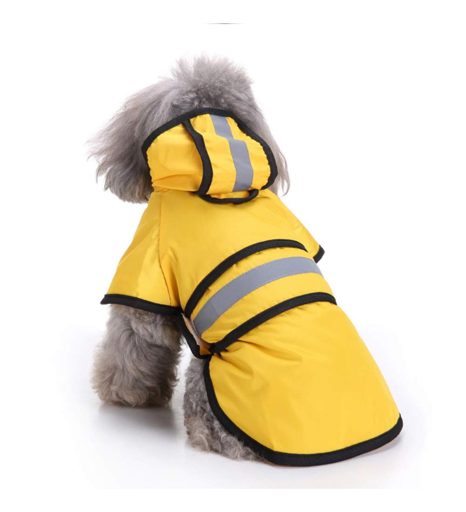Ultra-Light Waterproof Dogs Raincoat with Hood & Reflective Stripes - Perfect for Small to Medium Dogs - Size L Yellow - Buy Online on GoSupps.com