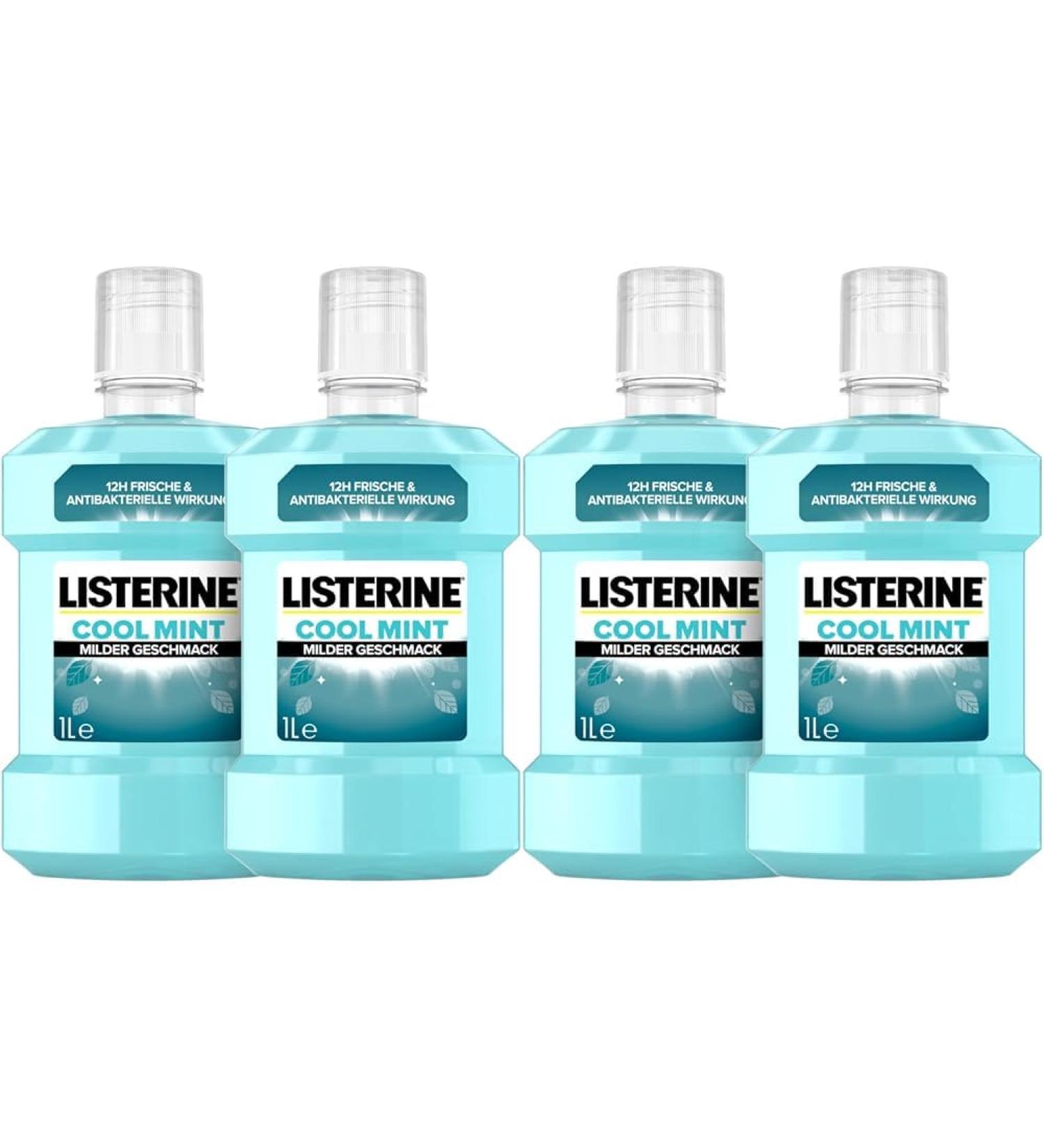 Listerine Cool Mint Antibacterial Mouthwash 2x1000ml - Alcohol-Free Essential Oils Long-Lasting Freshness - Buy Online on GoSupps.com