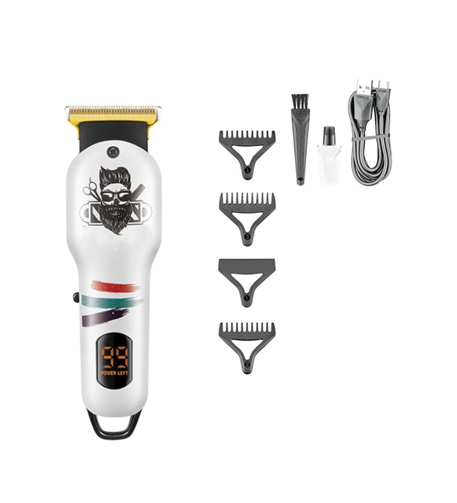 Professional Cordless Hair Clippers & Beard Trimmer for Men - Rechargeable Barber Clipper (White) | International Shipping Available - Buy Online on GoSupps.com