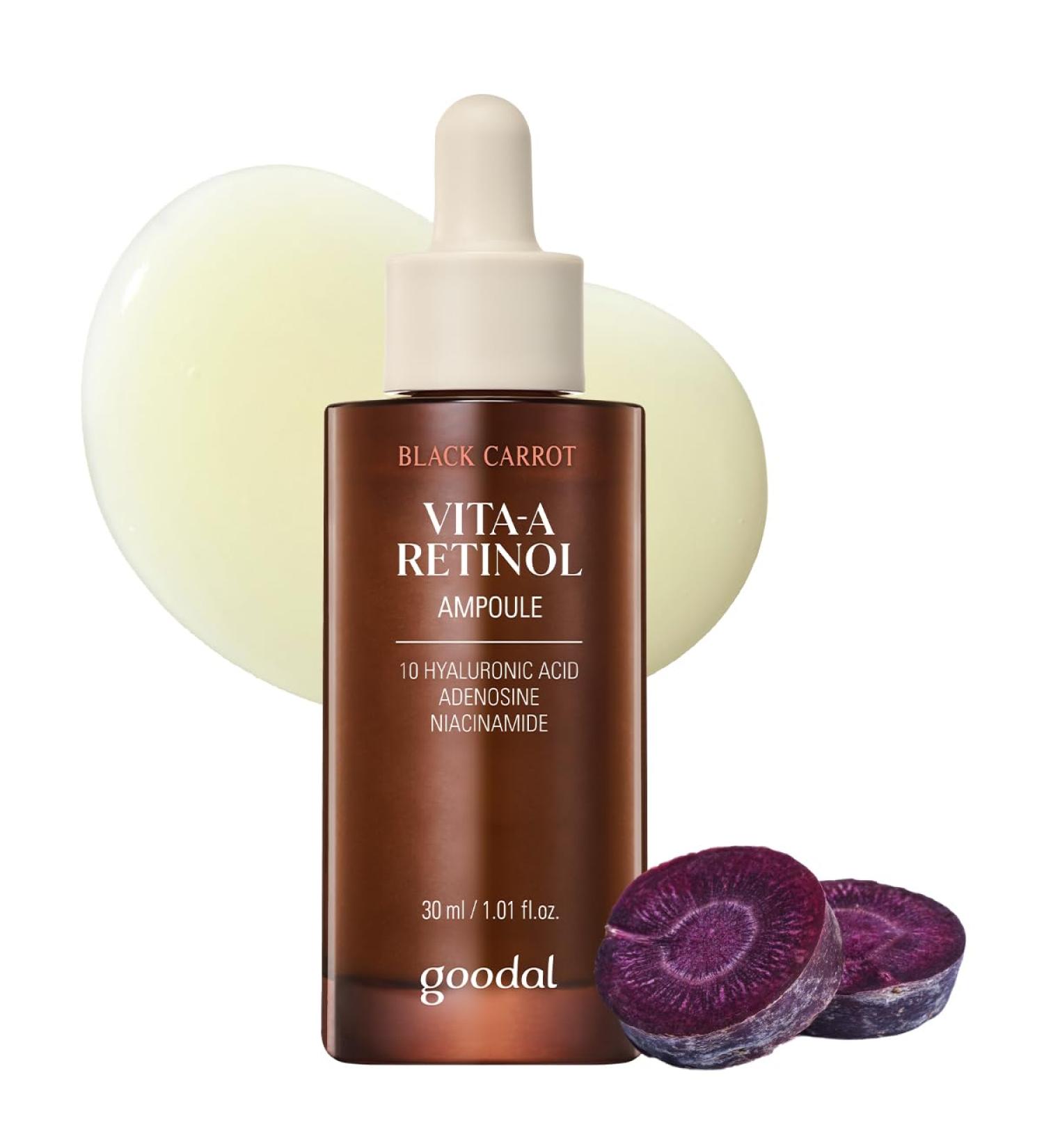GOODAL Black Carrot VITA-A Retinol Ampoule 30ml Hydration Facial Serum for Glowy Skin Lightweight Serum Korean Skincare Pore minimizer - Buy Online on GoSupps.com