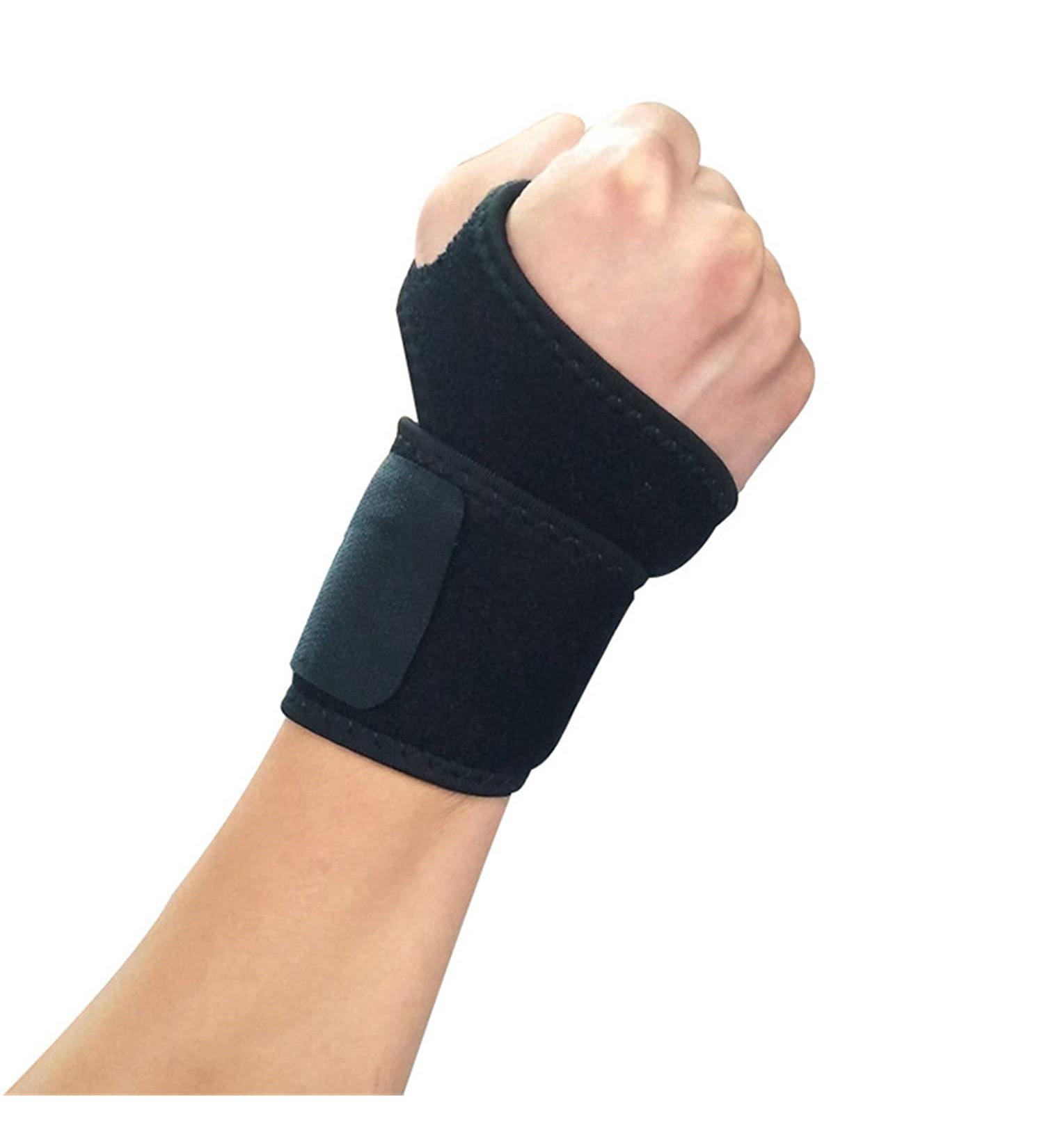 Wrist Brace for Carpal Tunnel & Basketball Support - 1 Pair Polyester/Cotton Knitted Neoprene - Black - International Shipping Available - Buy Online on GoSupps.com