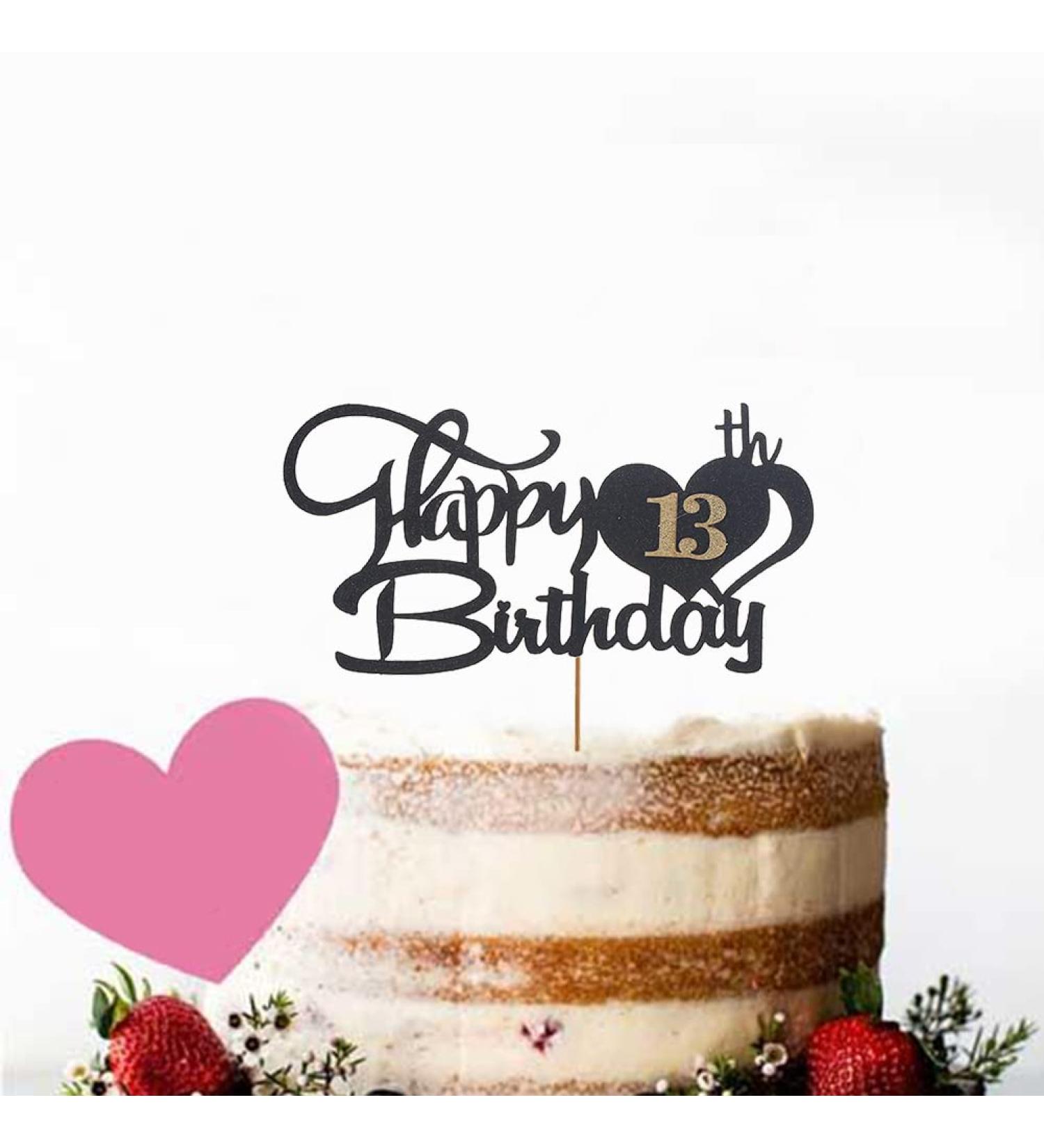 13 Cake Topper for 13th Birthday 13 Birthday Decoration Happy Birthday Toppers for Cakes Personalised Cake Toppers Birthday Black and Gold Cake Topper Birthday Cake Decorations for Birthday Party - Buy Online on GoSupps.com