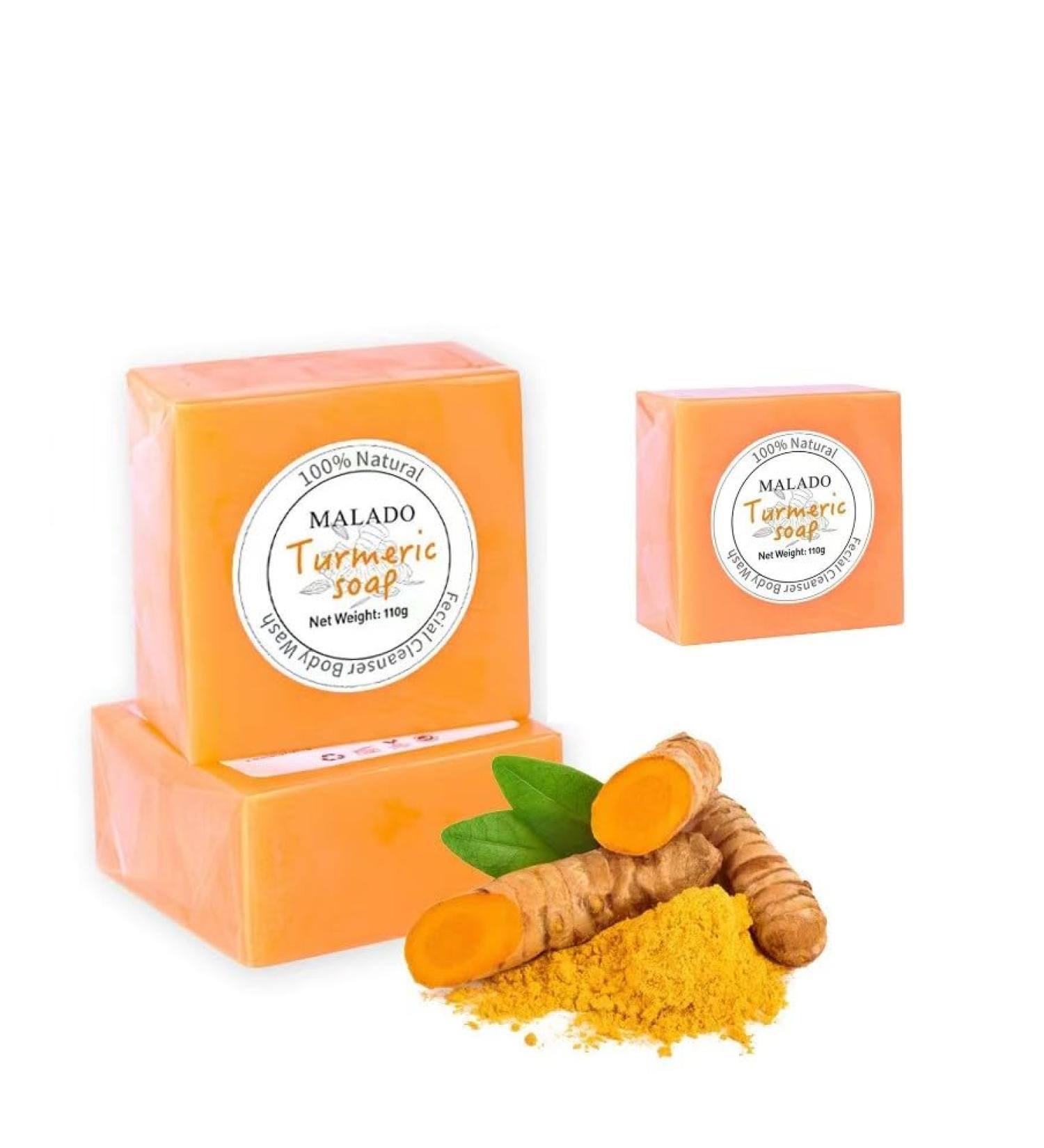Natural Handmade Turmeric Soap Bars for Face & Body - 3 Pack | Vegan Deep Cleansing for Smooth Skin - Buy Online on GoSupps.com