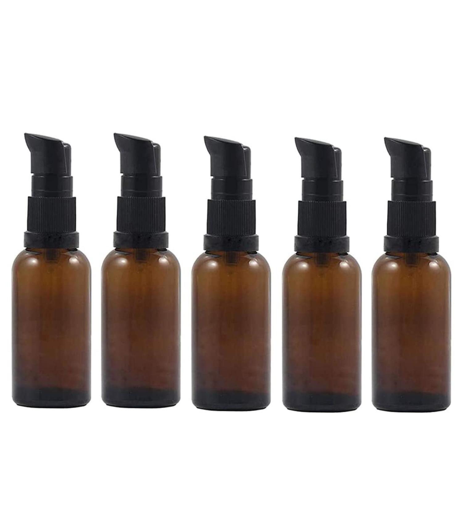 ericotry 6 Pcs 30ml Amber Glass Travel Bottles for Toiletries Refillable Travel Size Liquid Containers Glass Lotion Pump Bottle Mini Soap Pump Dispenser Cosmetic Container Bottle Travel Accessories - Buy Online on GoSupps.com