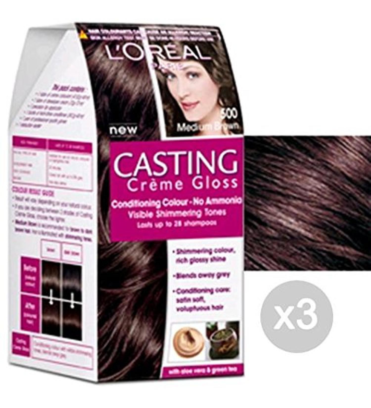 Casting Set of 3 Gloss Creams 500 Light Brown Tint and Color for Hair