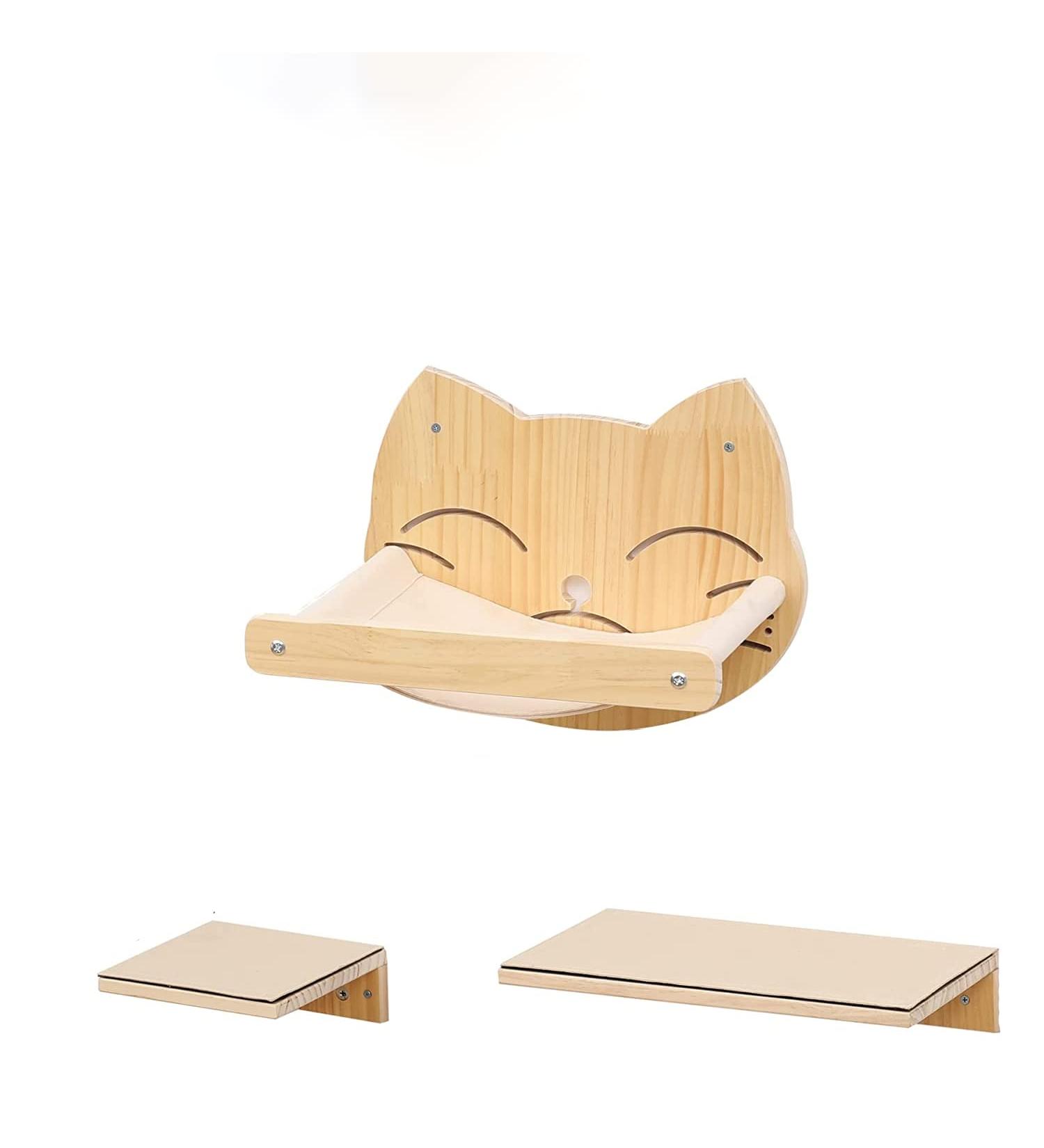 BCOH Wall-Mounted Cat Shelf and Bed - Wooden Hammock for Cats - Wall-Mounted Furniture for Climbing, Sleeping, and Playing - Buy Online on GoSupps.com