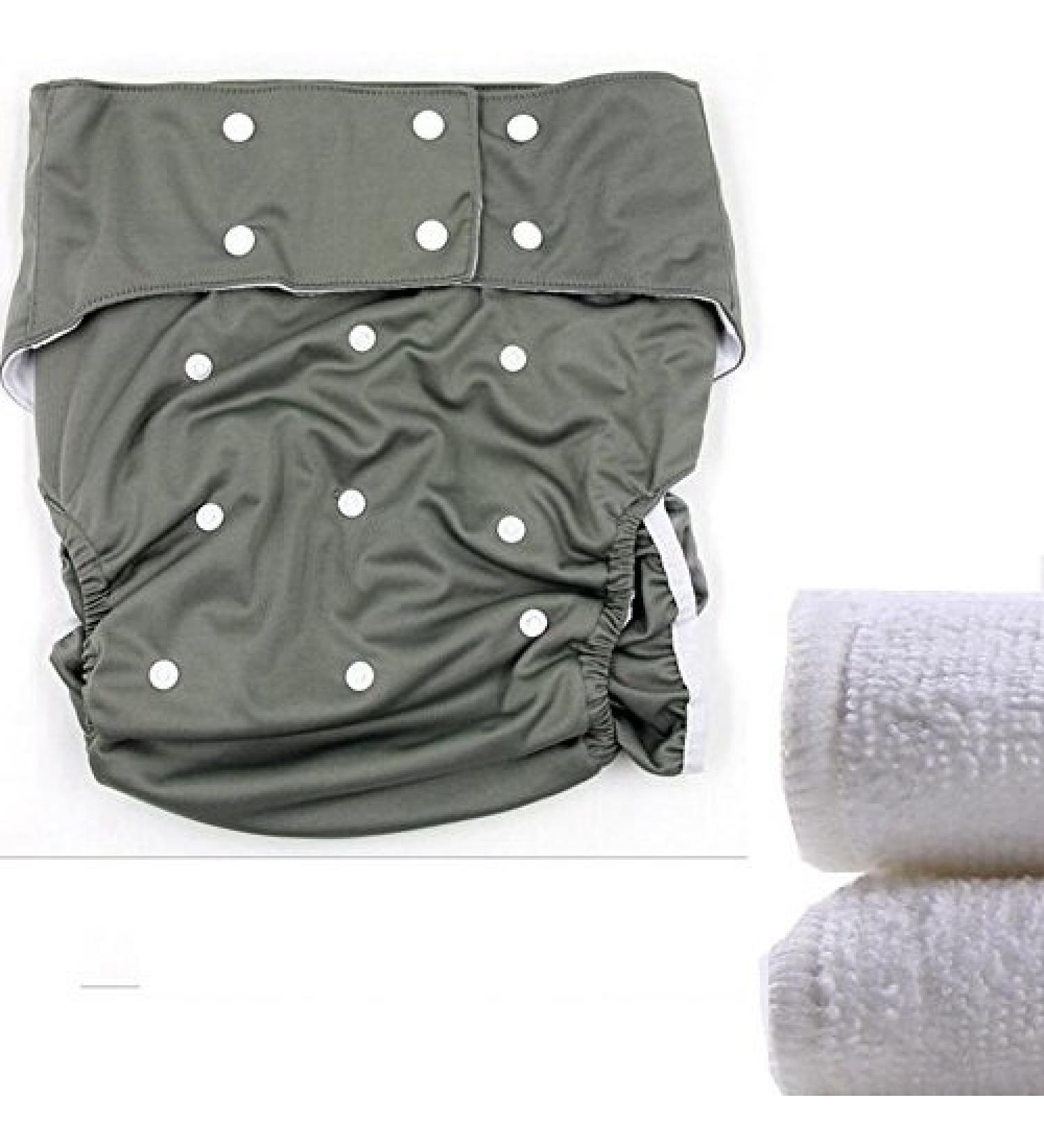 Lukloy Cloth Diapers for Teens & Adults | Adjustable Washable Leak-Proof with 2 Incontinence Inserts - Gray - Buy Online on GoSupps.com