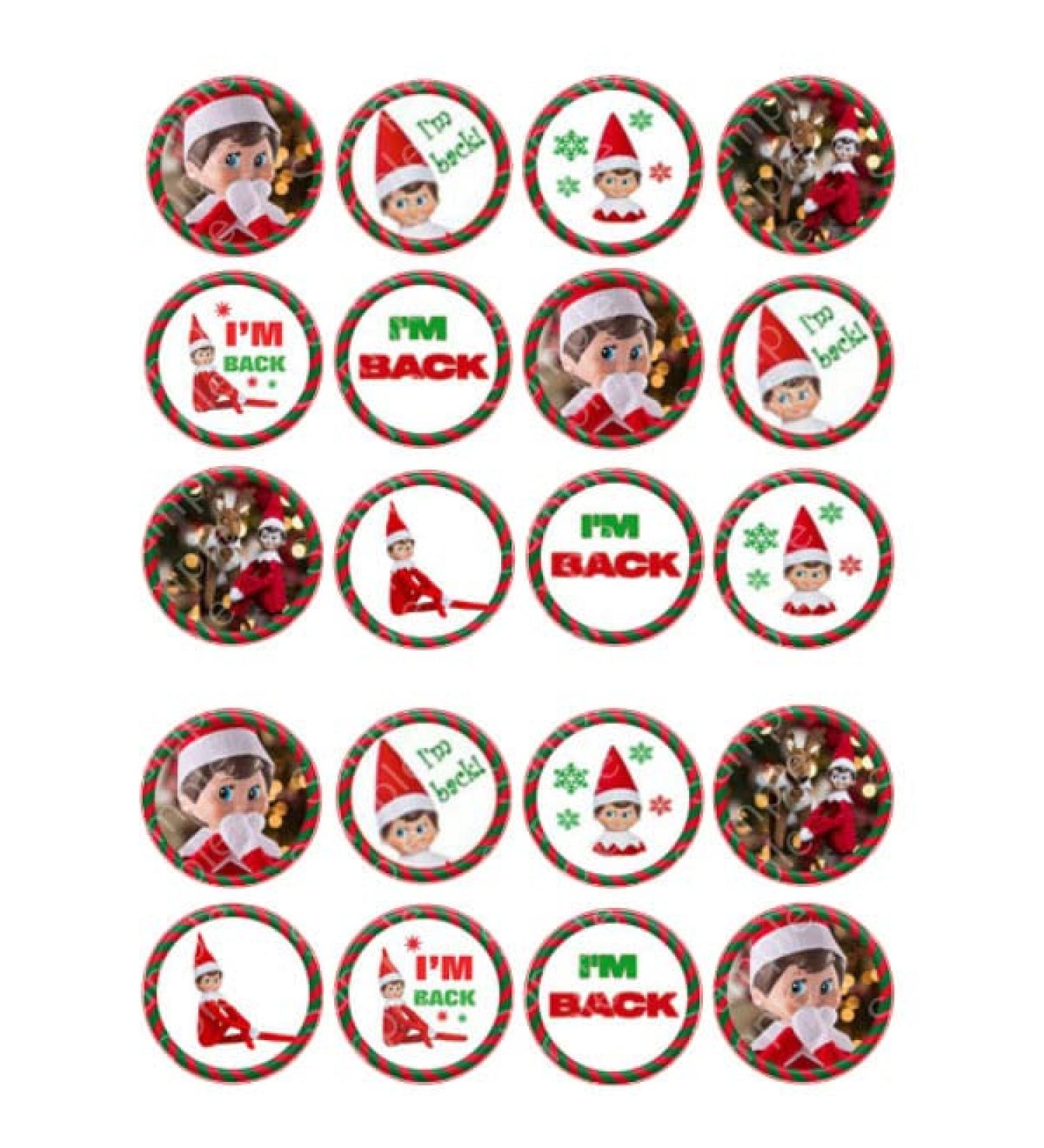 20 x Pre-Cut Christmas Elf Theme Edible Wafer Cupcake Toppers Cake Decoration #1