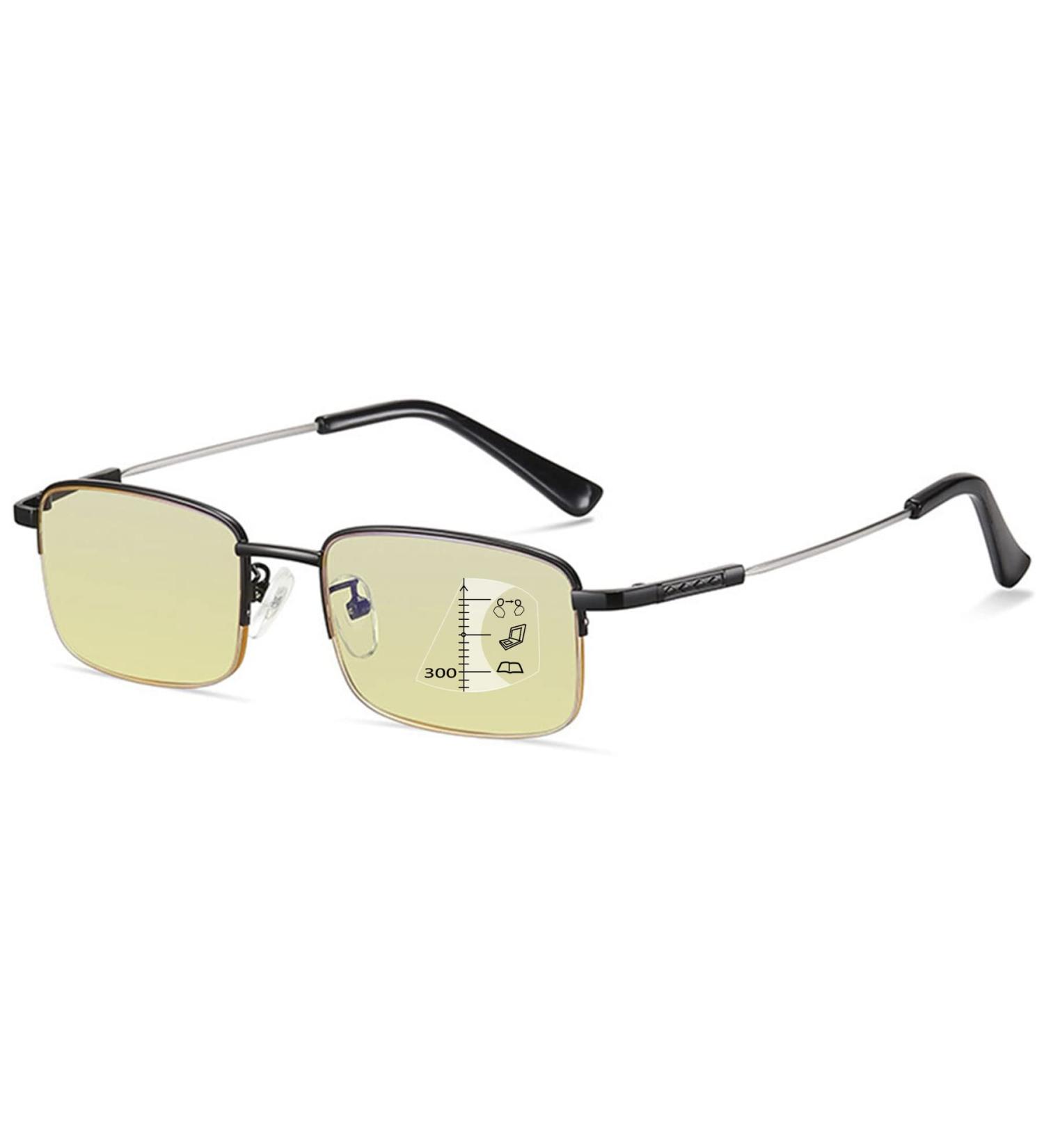 Lanomi Semi-Frame Multifocal Computer Reading Glasses - Blue Light Filter UV Protection Yellow Tinted - Stylish Glasses for Men & Women - Buy Online on GoSupps.com