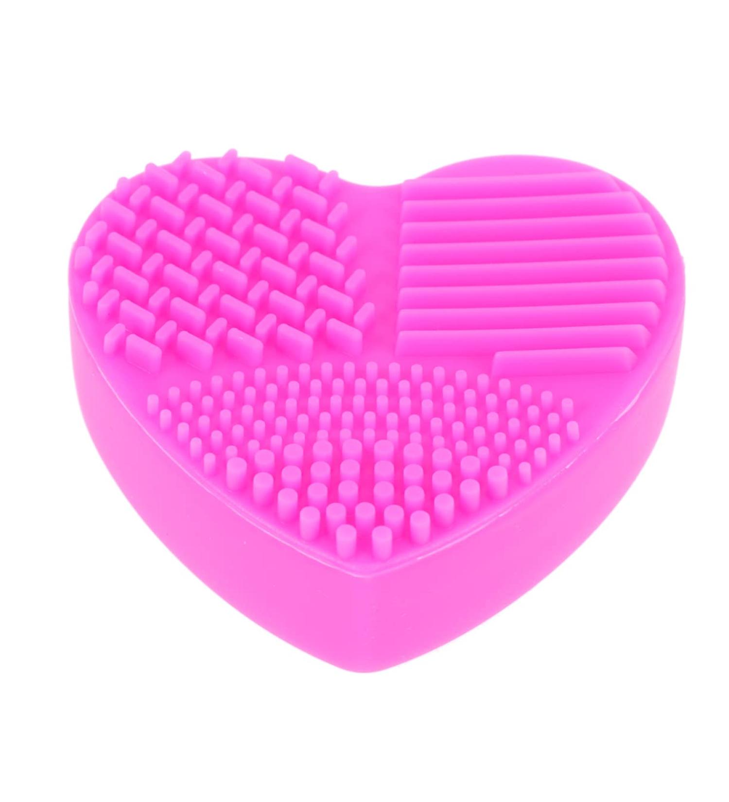 Cabilock Silicone Tool Brush Cleaner Mat Brush Cleaning Pad Brush Washing Mat Makeup Brush Cleaning Tool Heart-shaped Cleaning Supplies 8X8.5cm Rosy - Buy Online on GoSupps.com