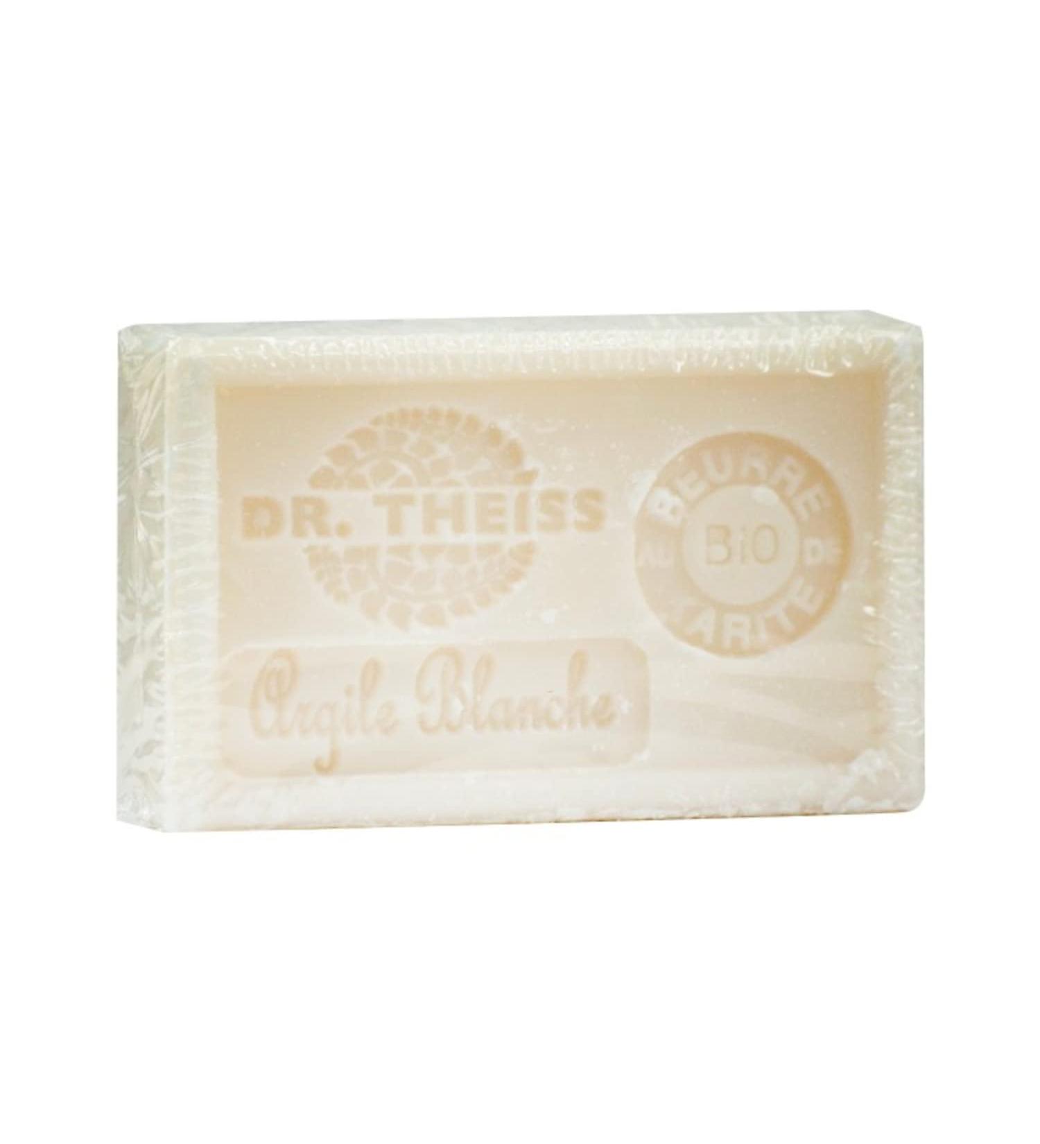 Dr Theiss - Marseille Soap White Clay - Bar of Soap with Organic Shea Butter and Organic Olive Oil - Authentic Marseille Soap - 125gr