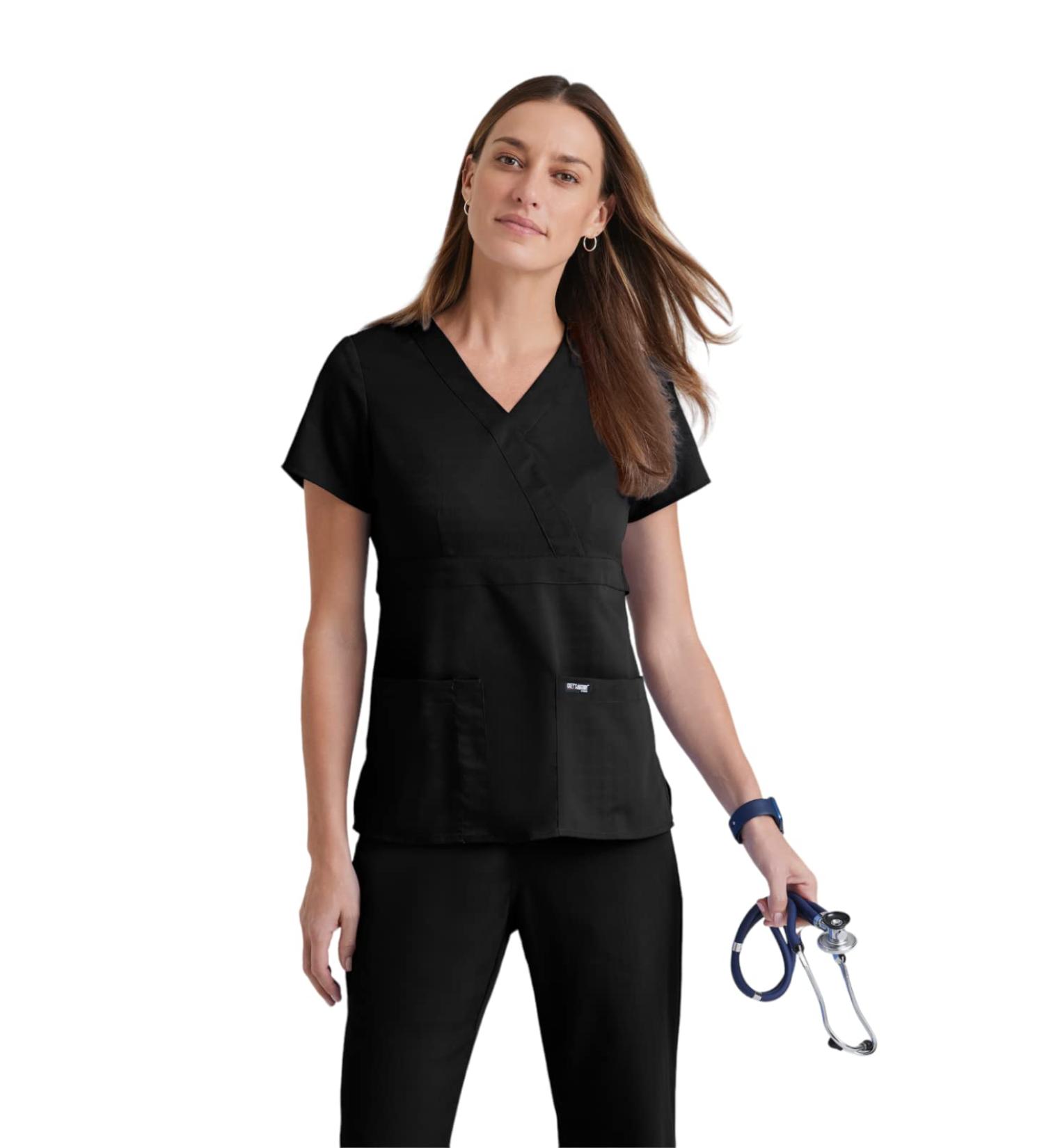 BARCO Grey's Anatomy Scrubs Riley V-Neck Women's Scrub Top - Super-Soft, Small, Black - Buy Online on GoSupps.com