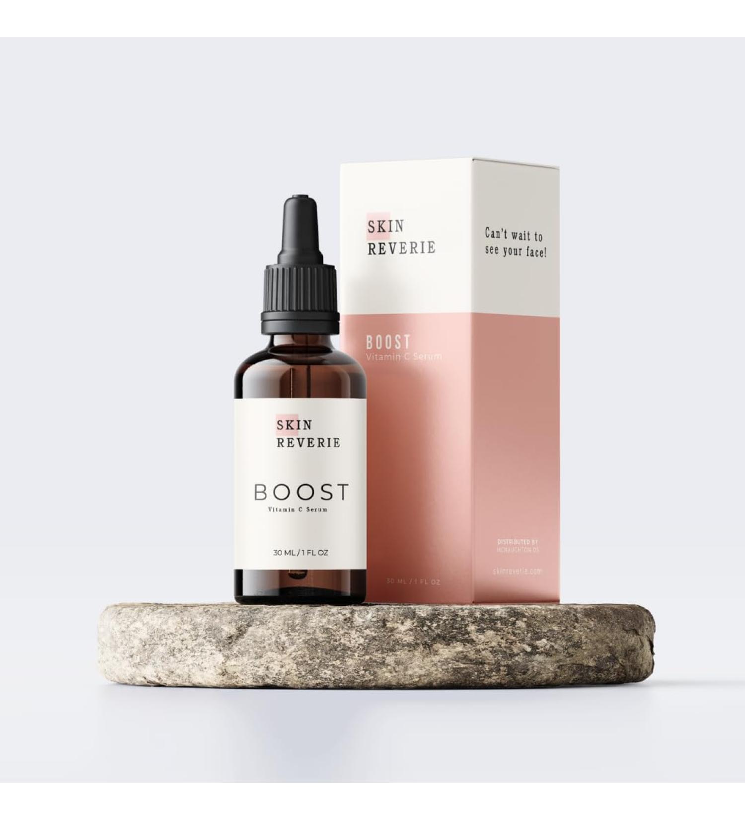 Skin Reverie BOOST Vitamin C Face Serum | Hydrating Serum for All Skin Types | Antioxidant & Collagen Boost - Buy Online on GoSupps.com