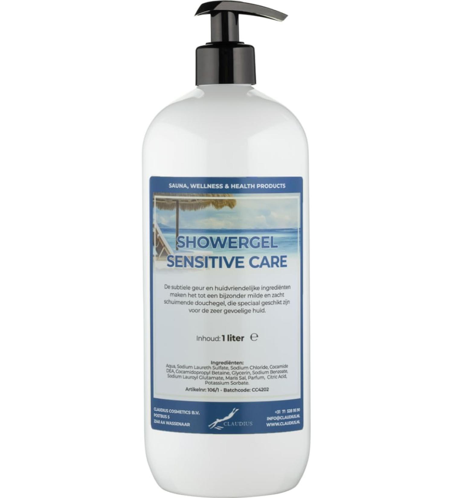 Claudius Showergel Sensitive Care 1 Liter met gratis pomp