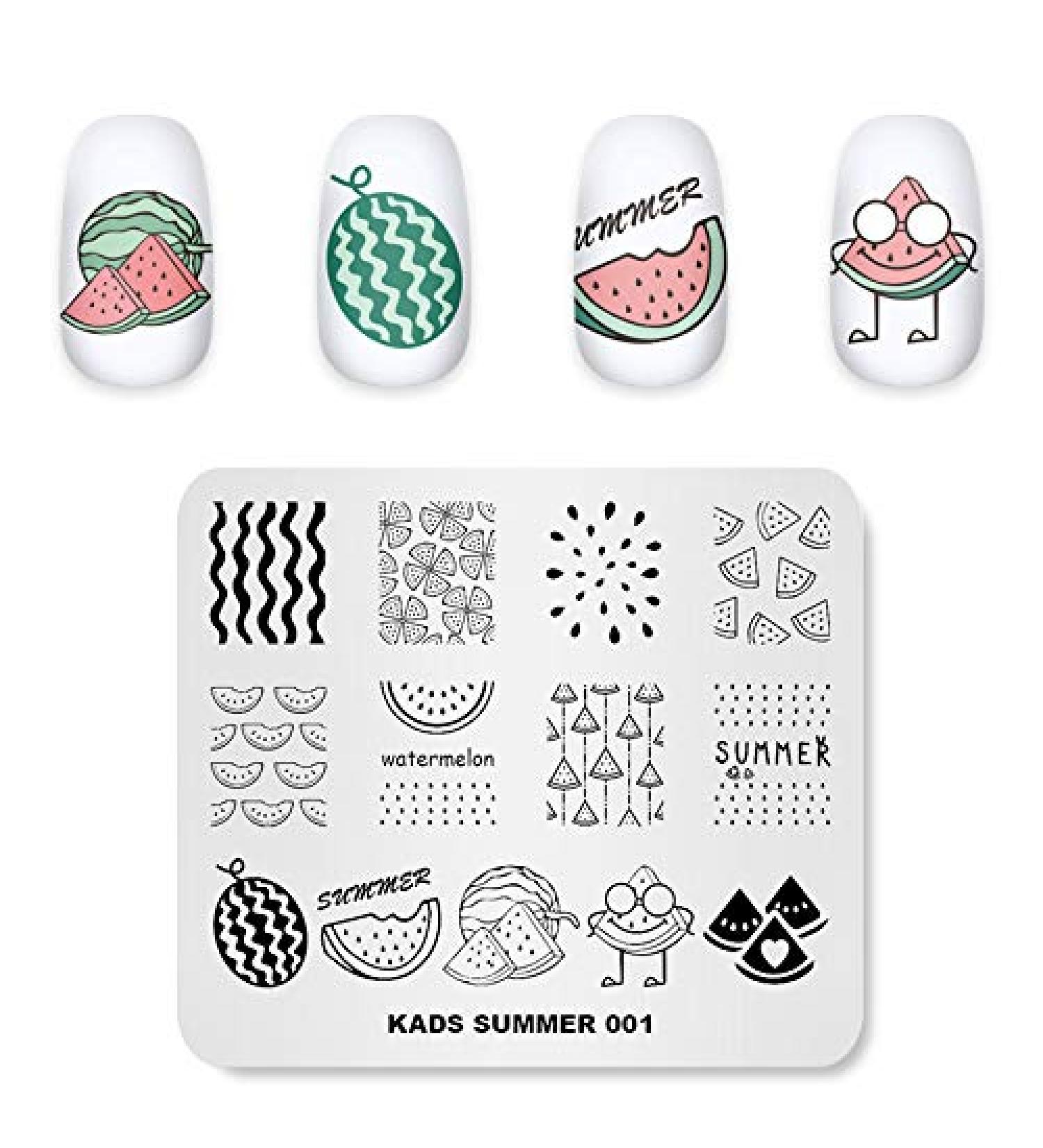 KADS Nail Art Stamping Plate - Warm Color Summer Watermelon Design | DIY Nail Tool (SU001) - Buy Online on GoSupps.com